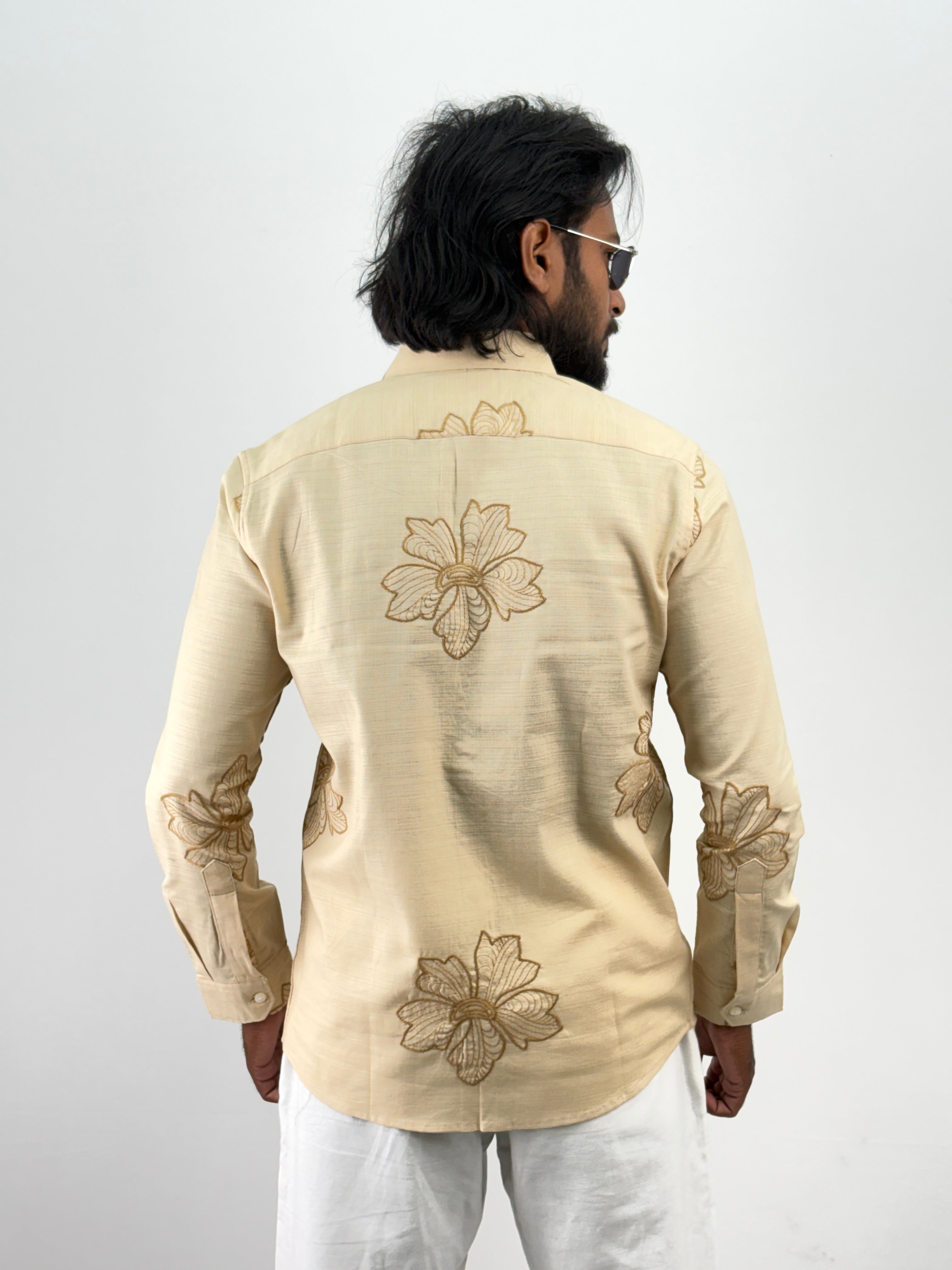 Sandal Linen Embroidery Shirt