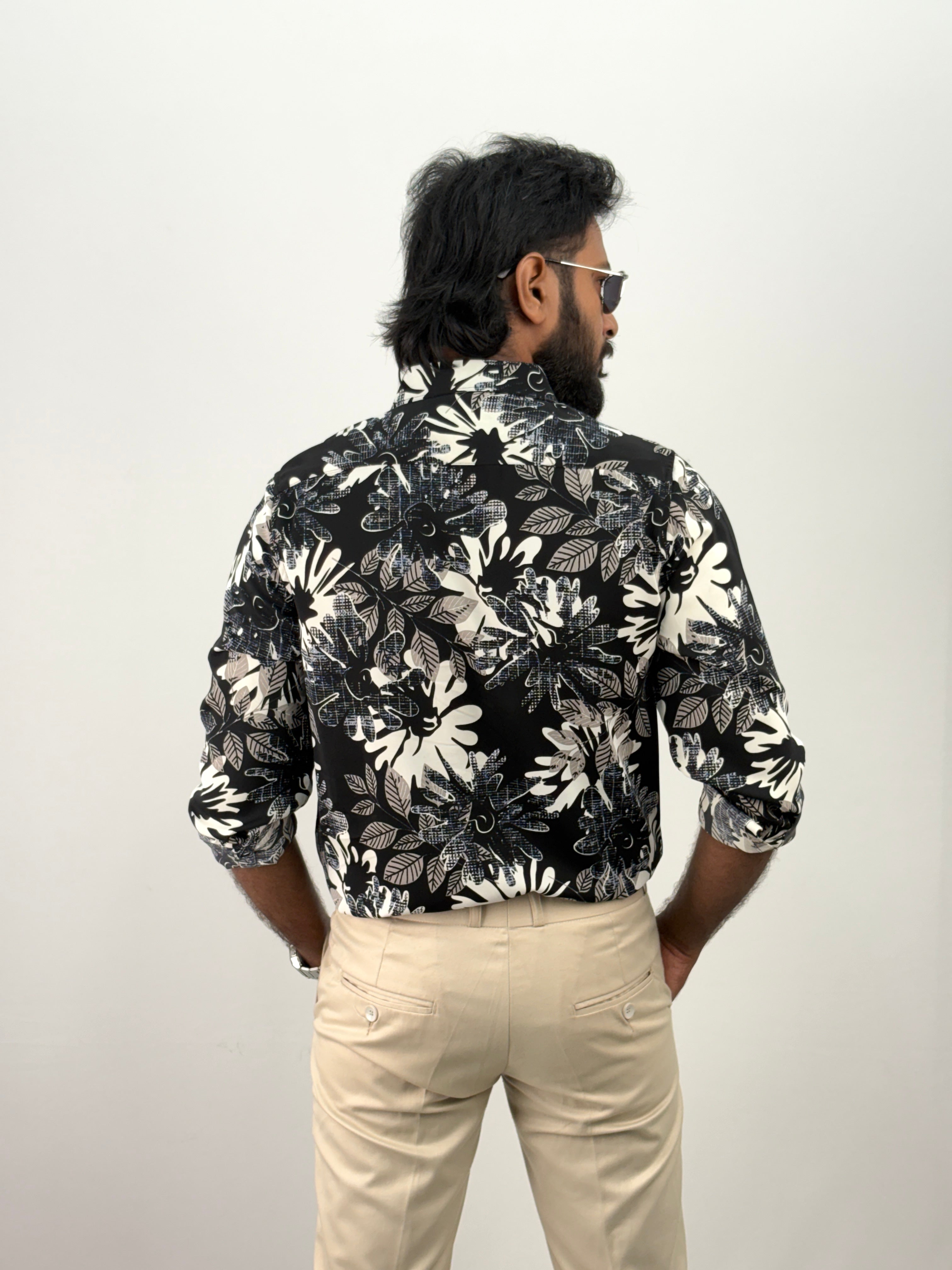 Black Cream Printed Shirt