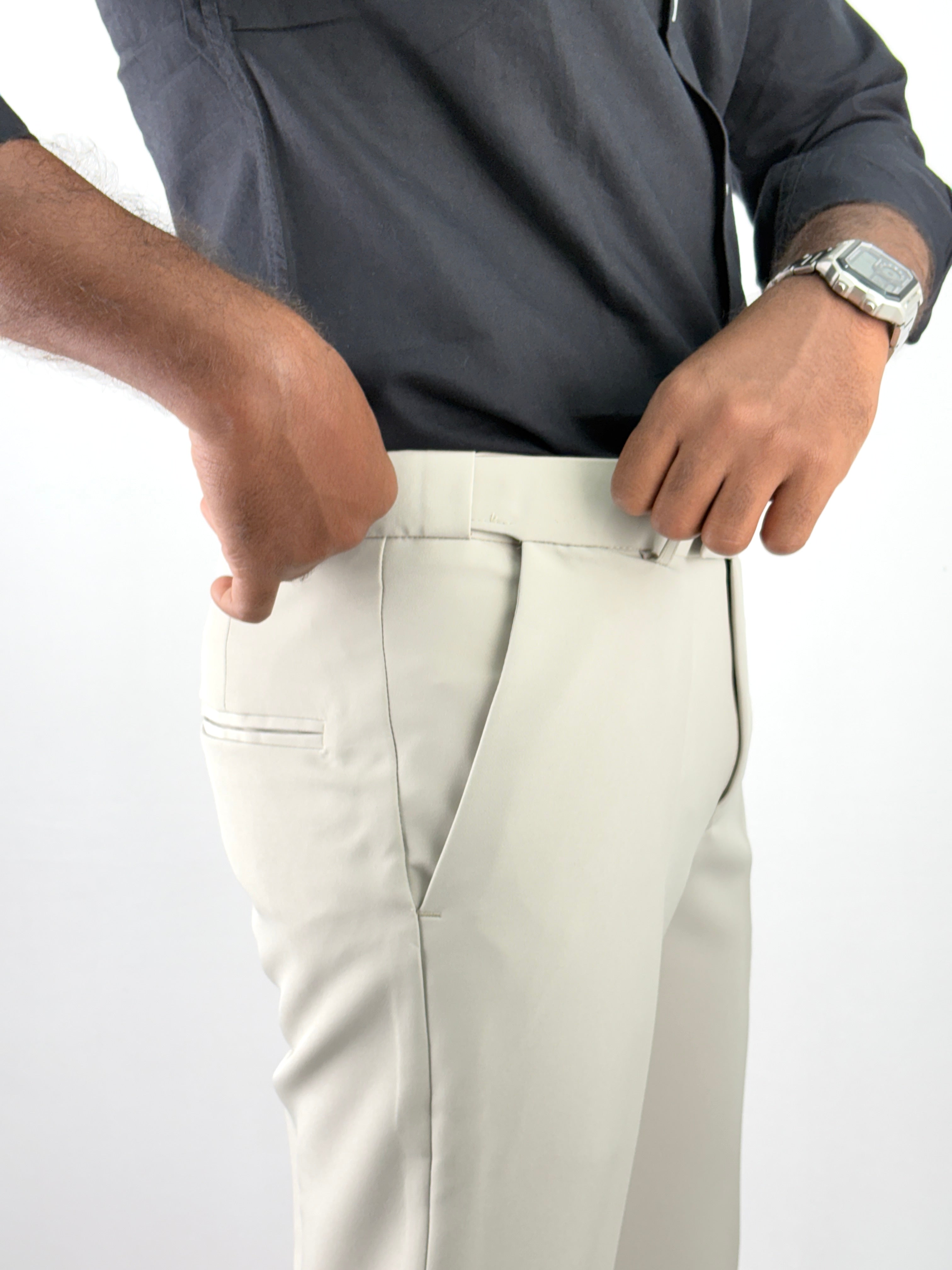 Beige Flexiwaist Formal Pant