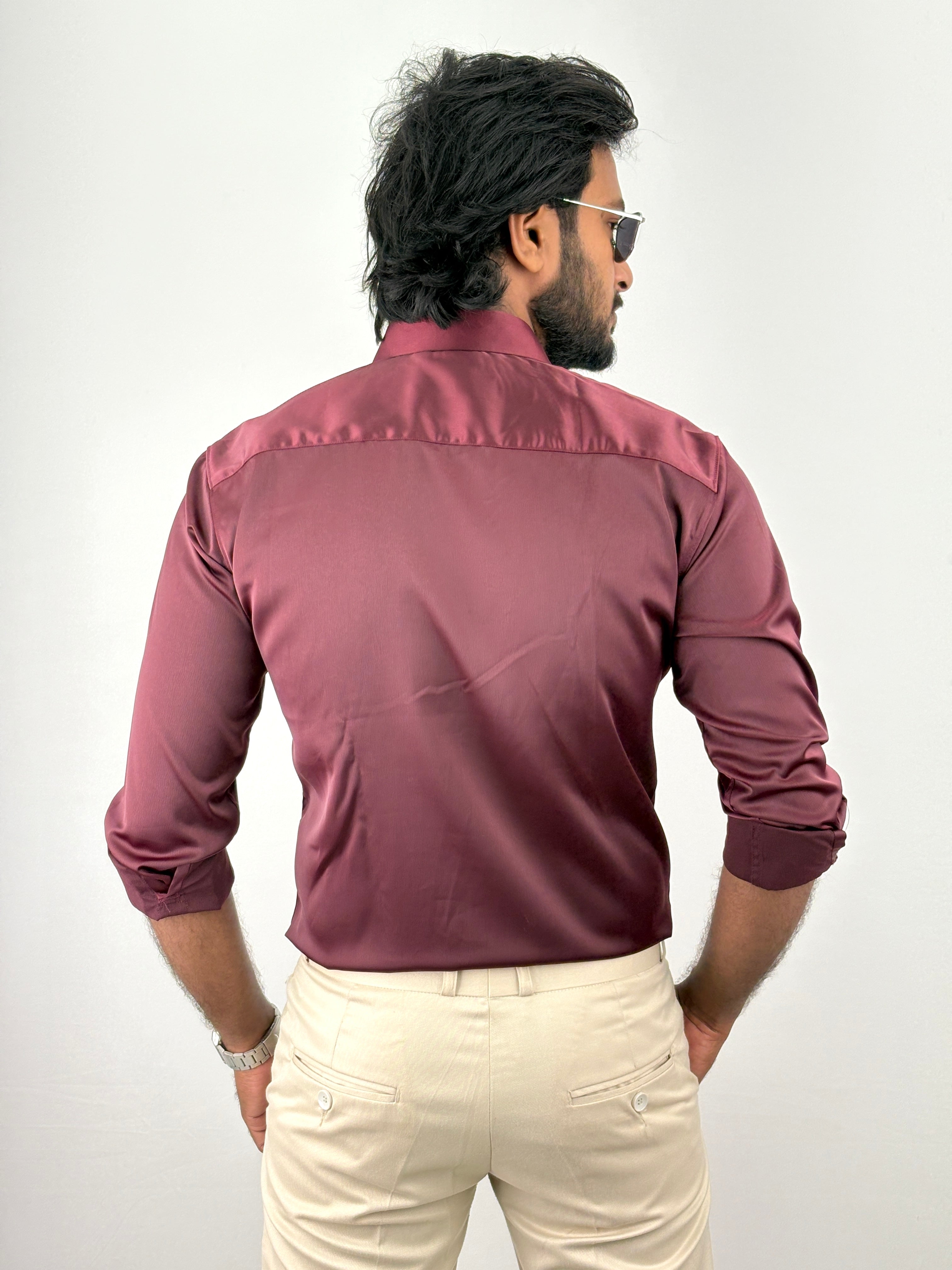 Maroon Designer Stone Work Shirt 3
