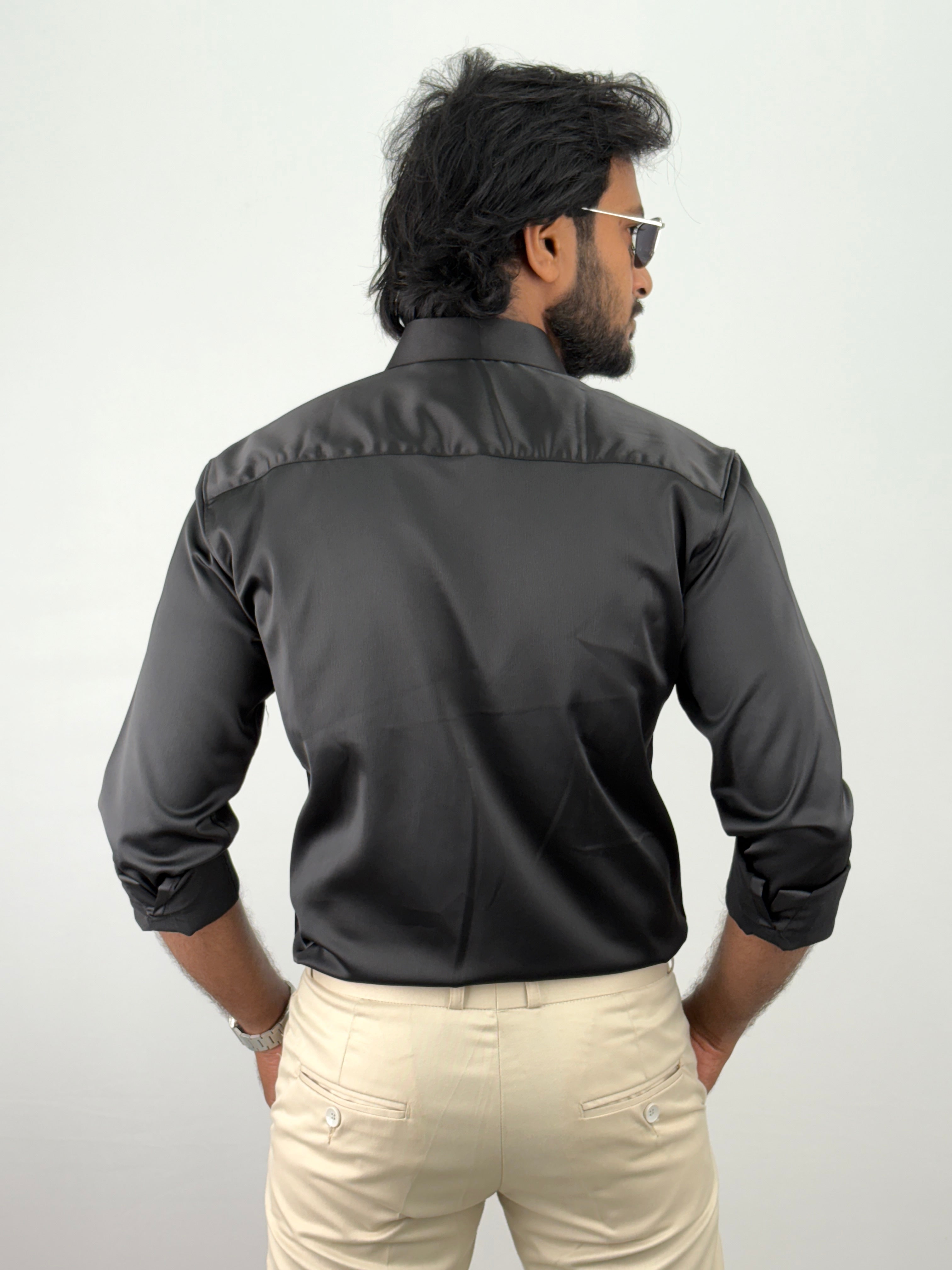 Black Designer Stone Work Shirt 3