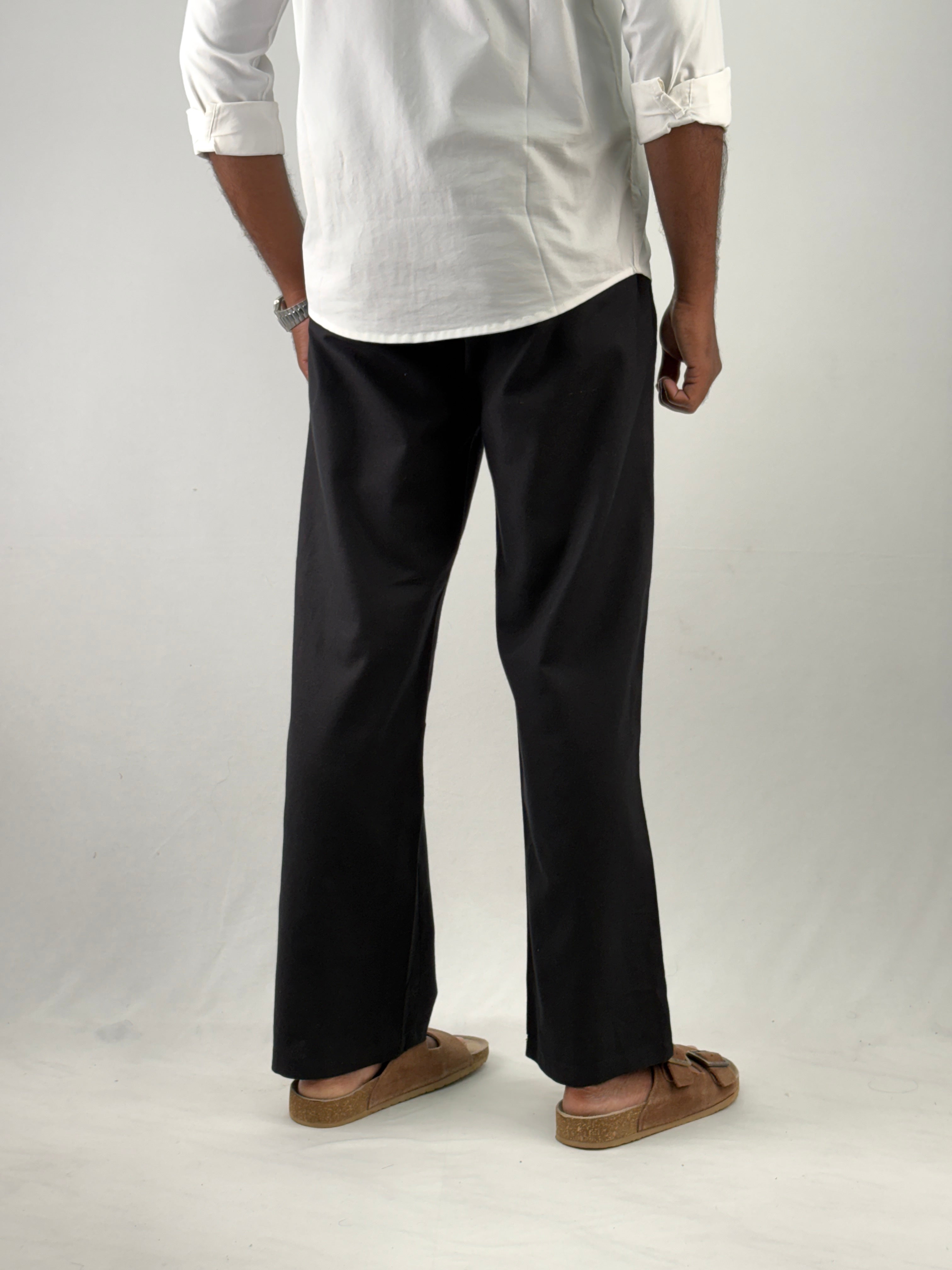 Black Relaxed Fit Linen Pant 3