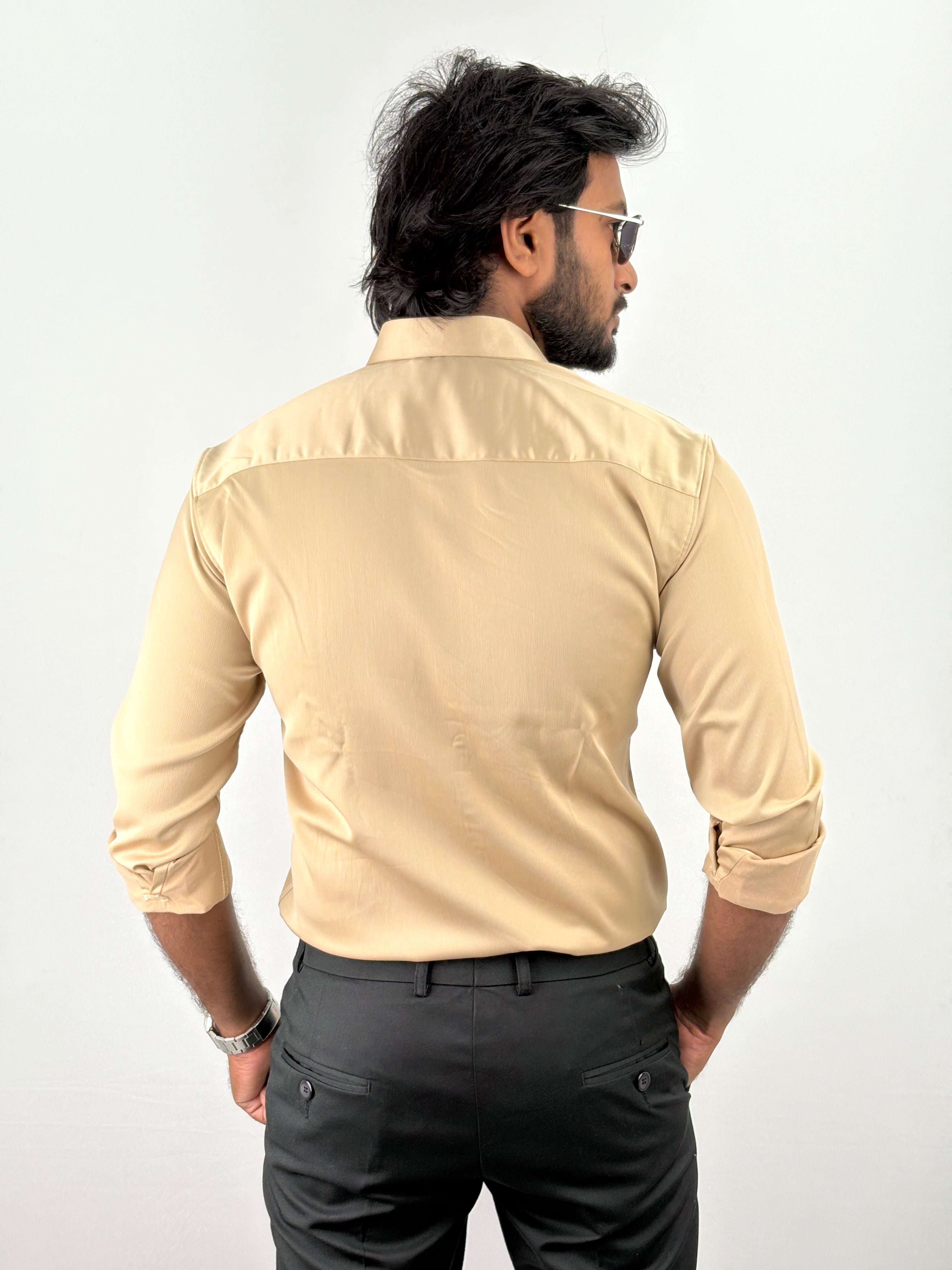 Cream Designer Stone Work Shirt 3