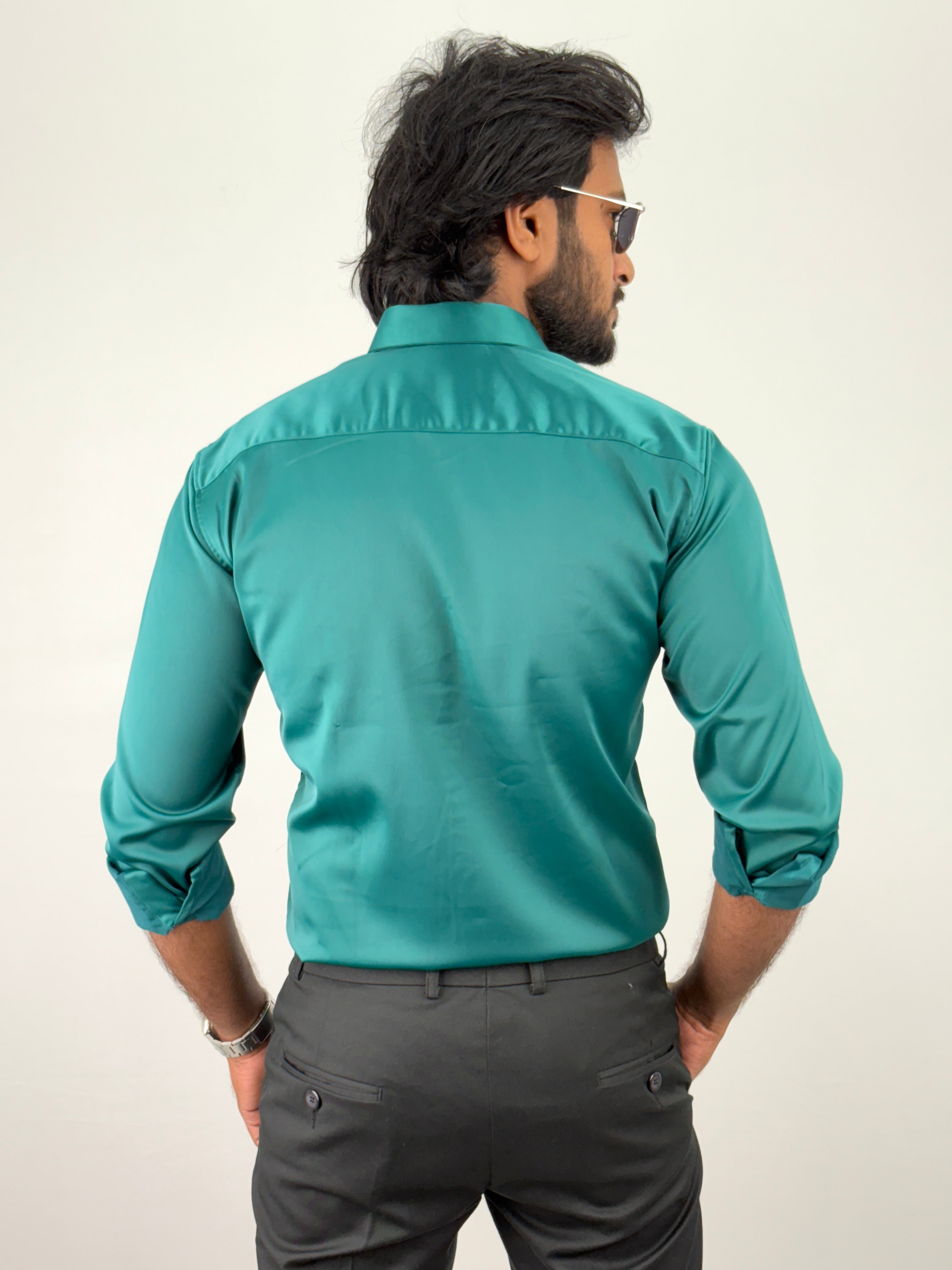 Green Designer Stone Work Shirt 3