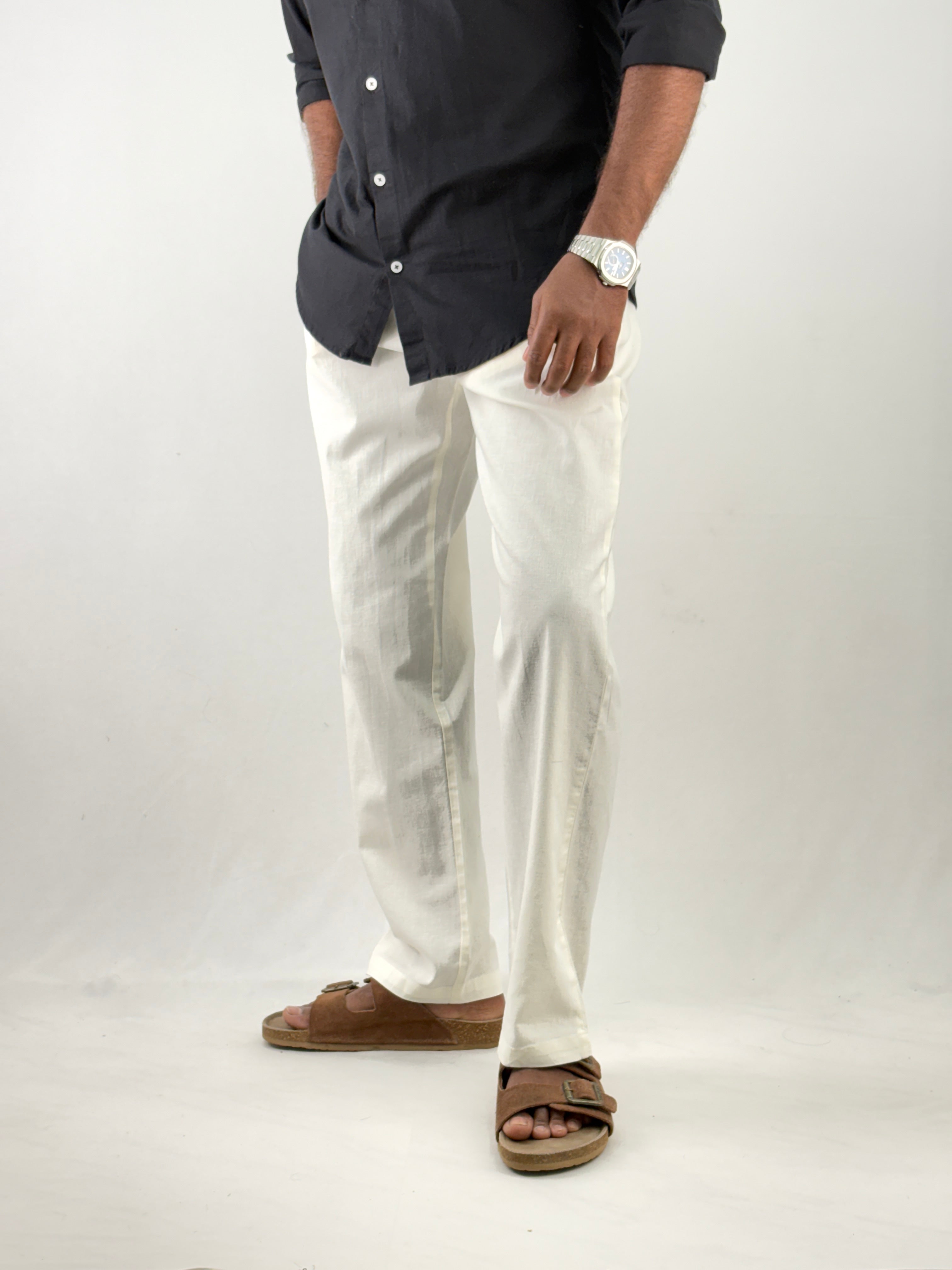 Off White Relaxed Fit Linen Pant 3
