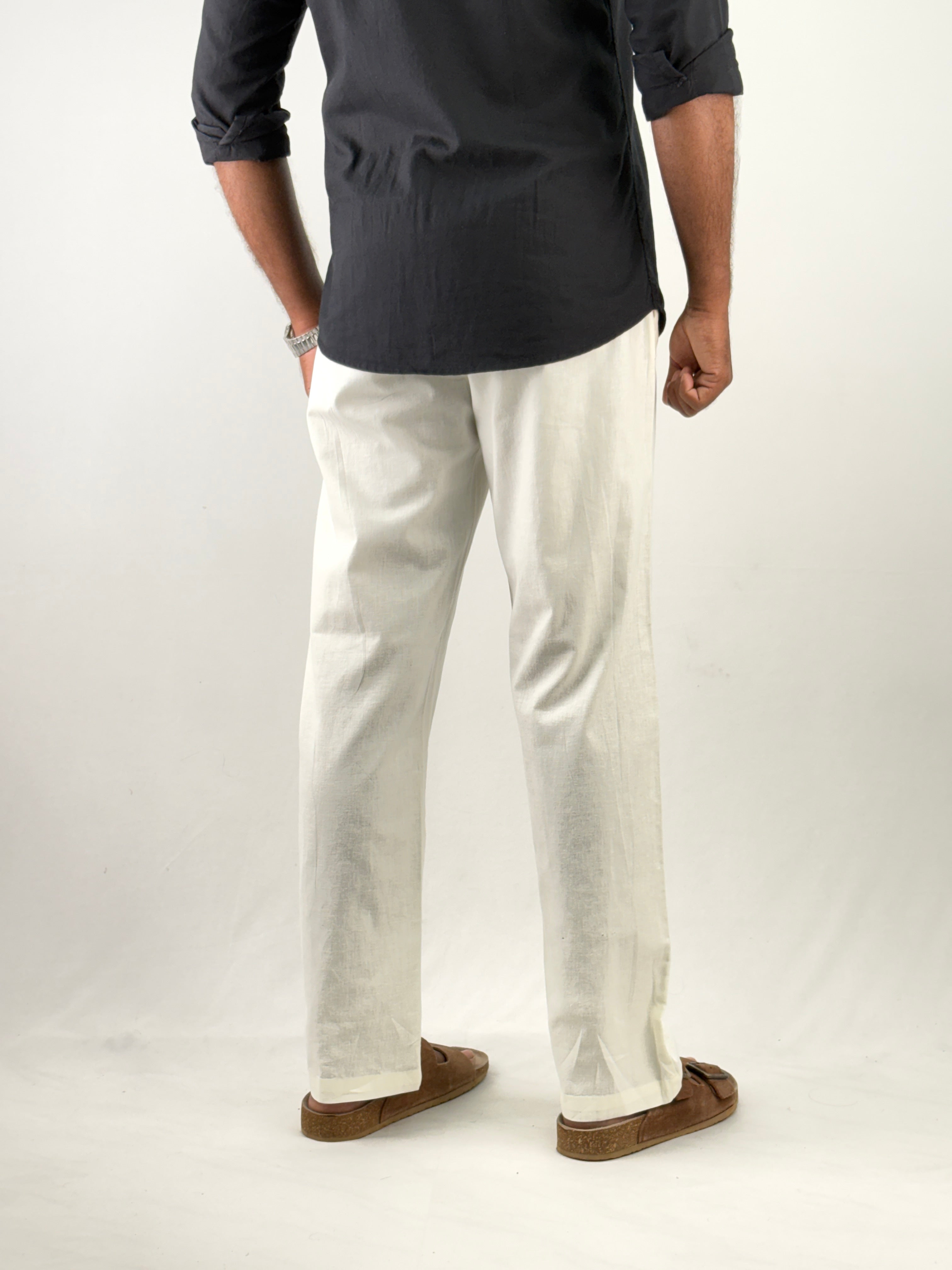 Off White Relaxed Fit Linen Pant 3