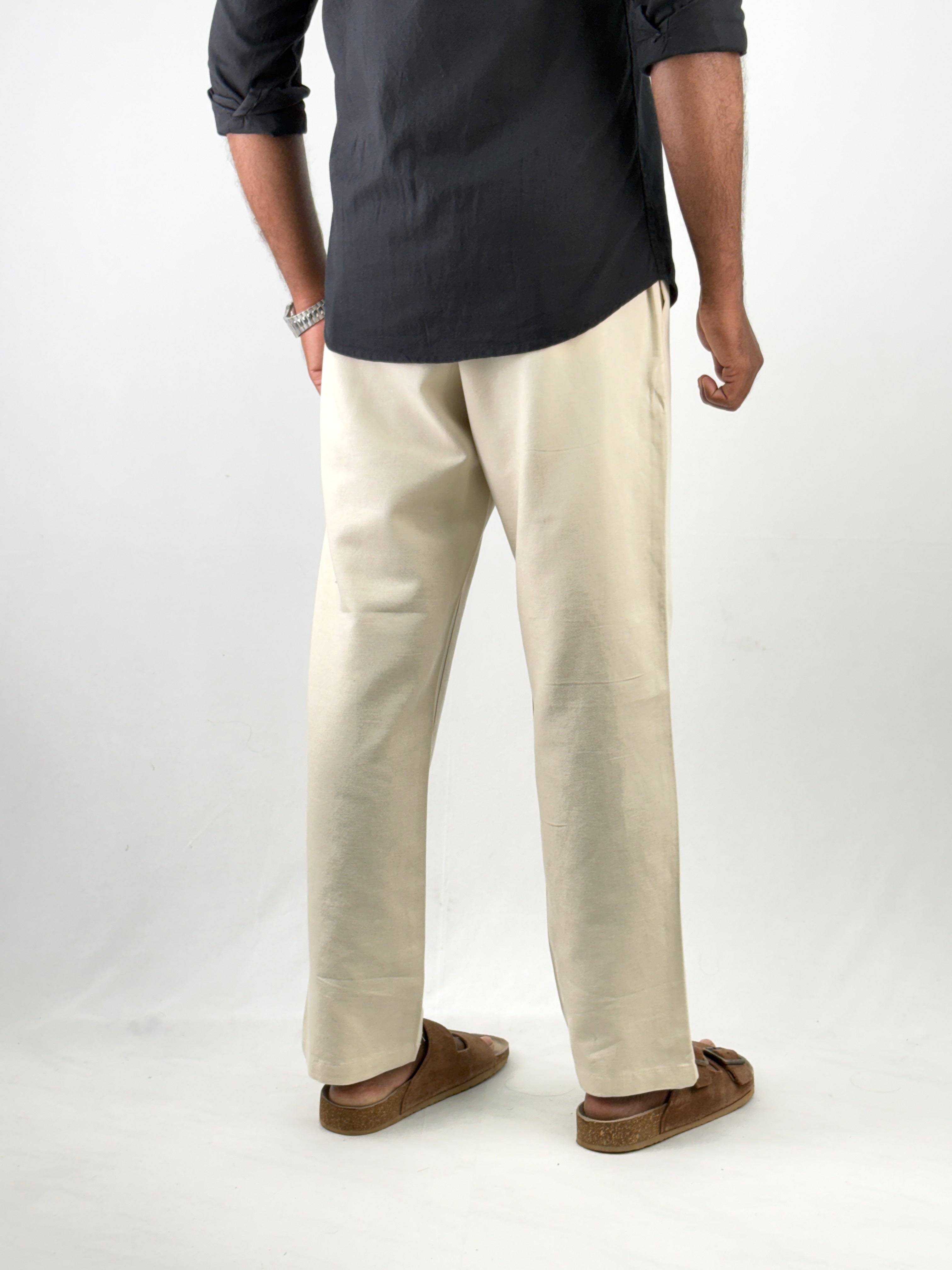 Beige Relaxed Fit Linen Pant 3