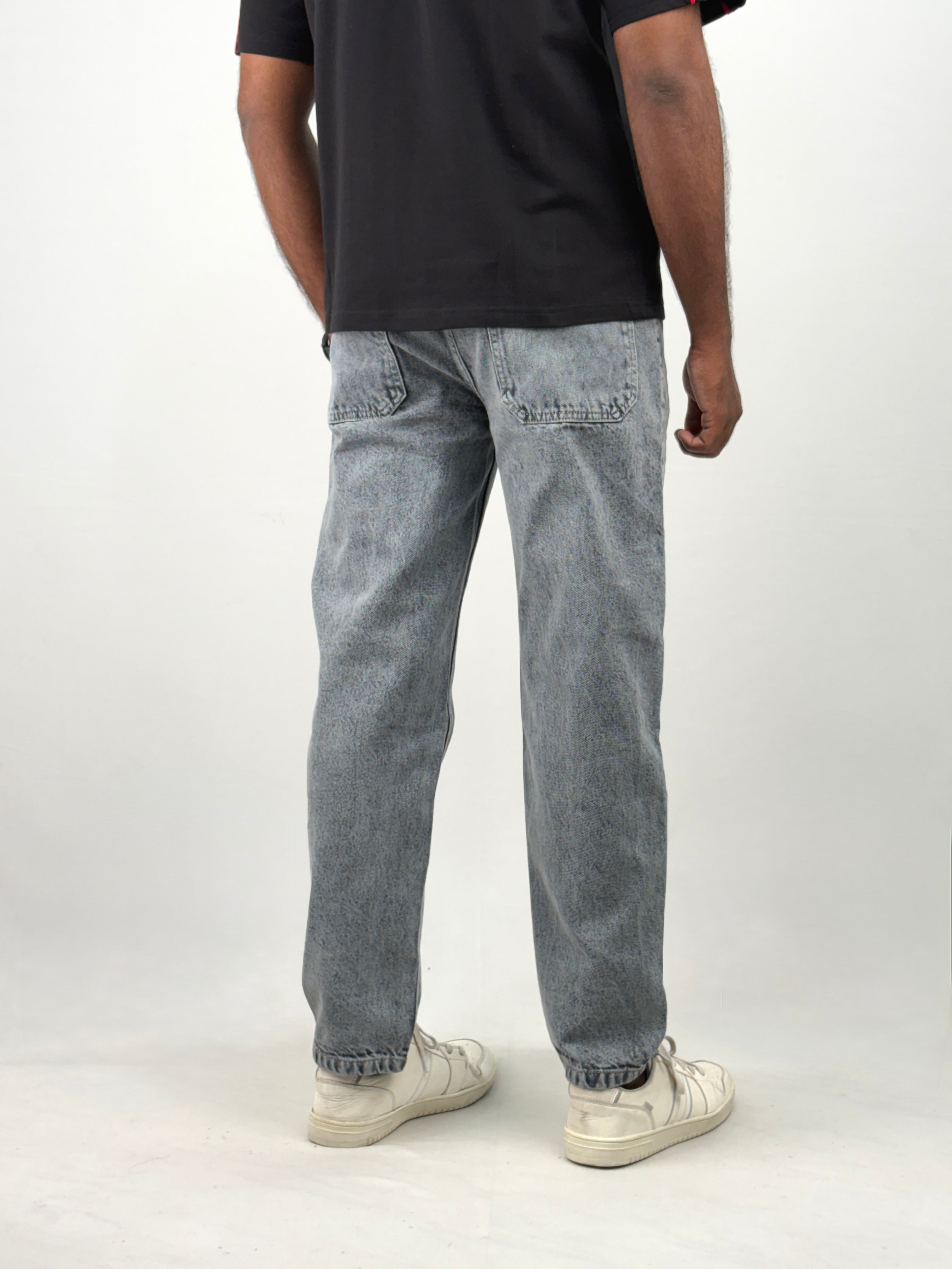 Grey Acid Wash Semi Baggy Jean