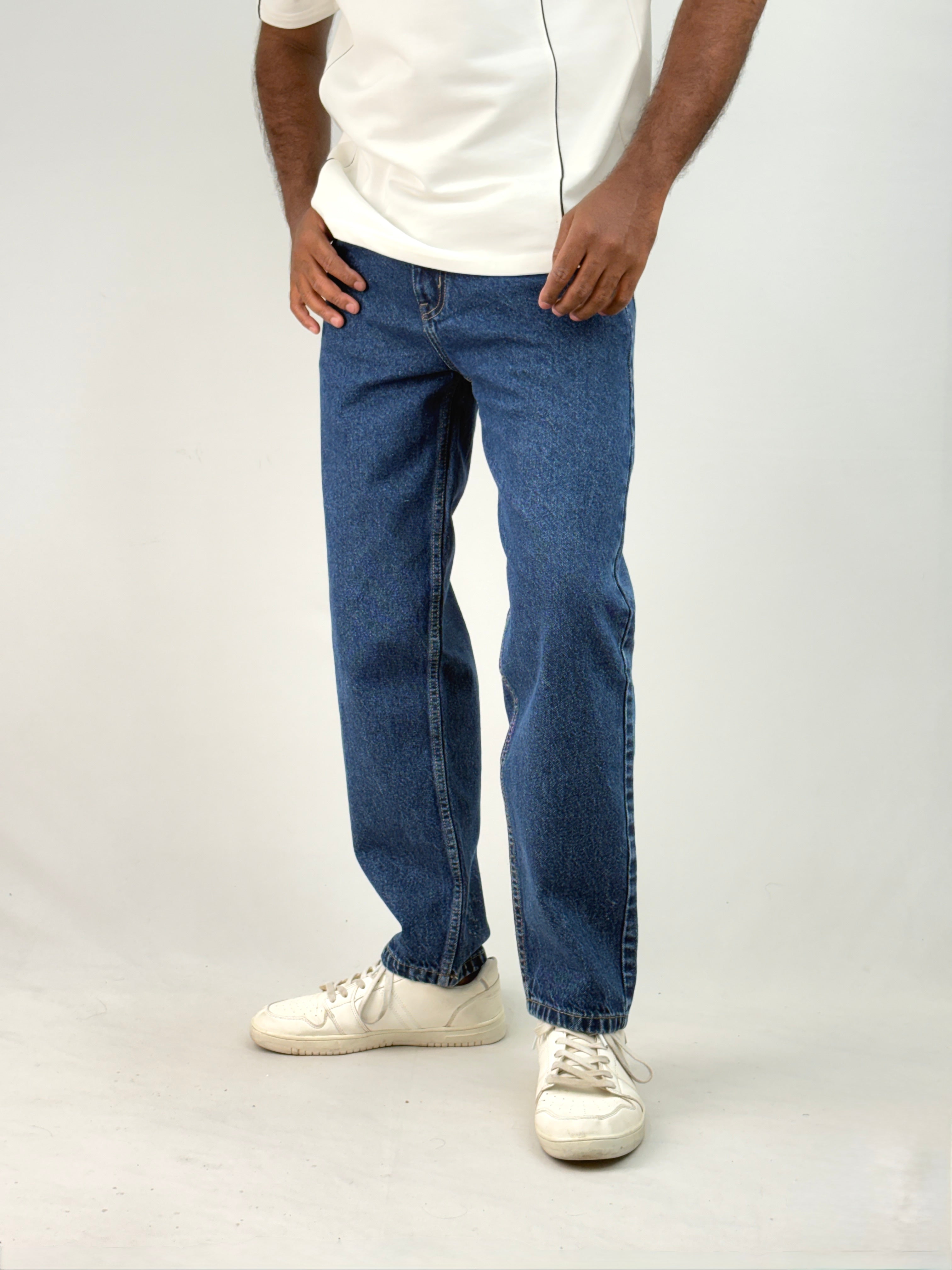 Dark Blue Acid Wash Semi Baggy Jean