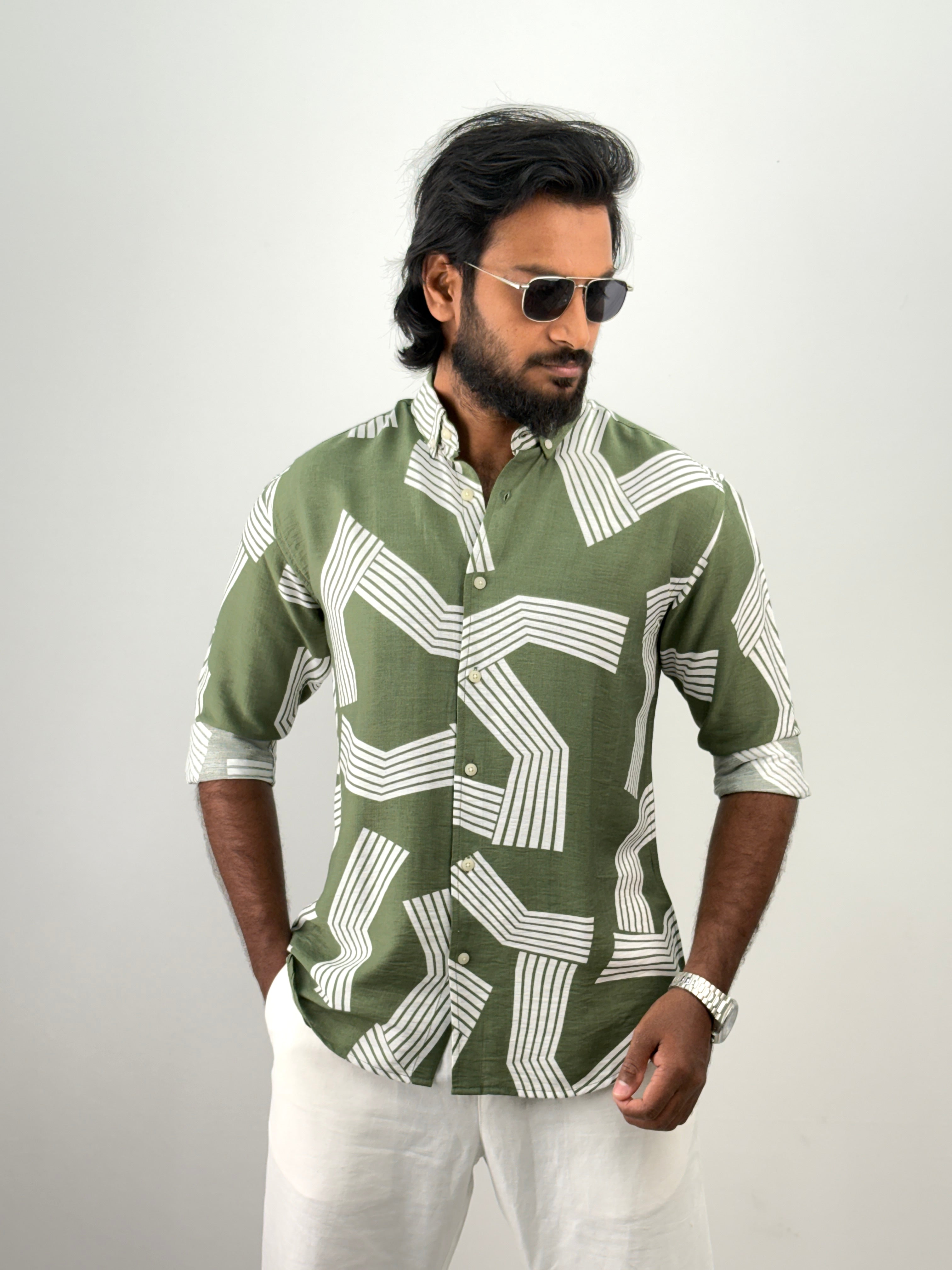 Green Printed Shirt