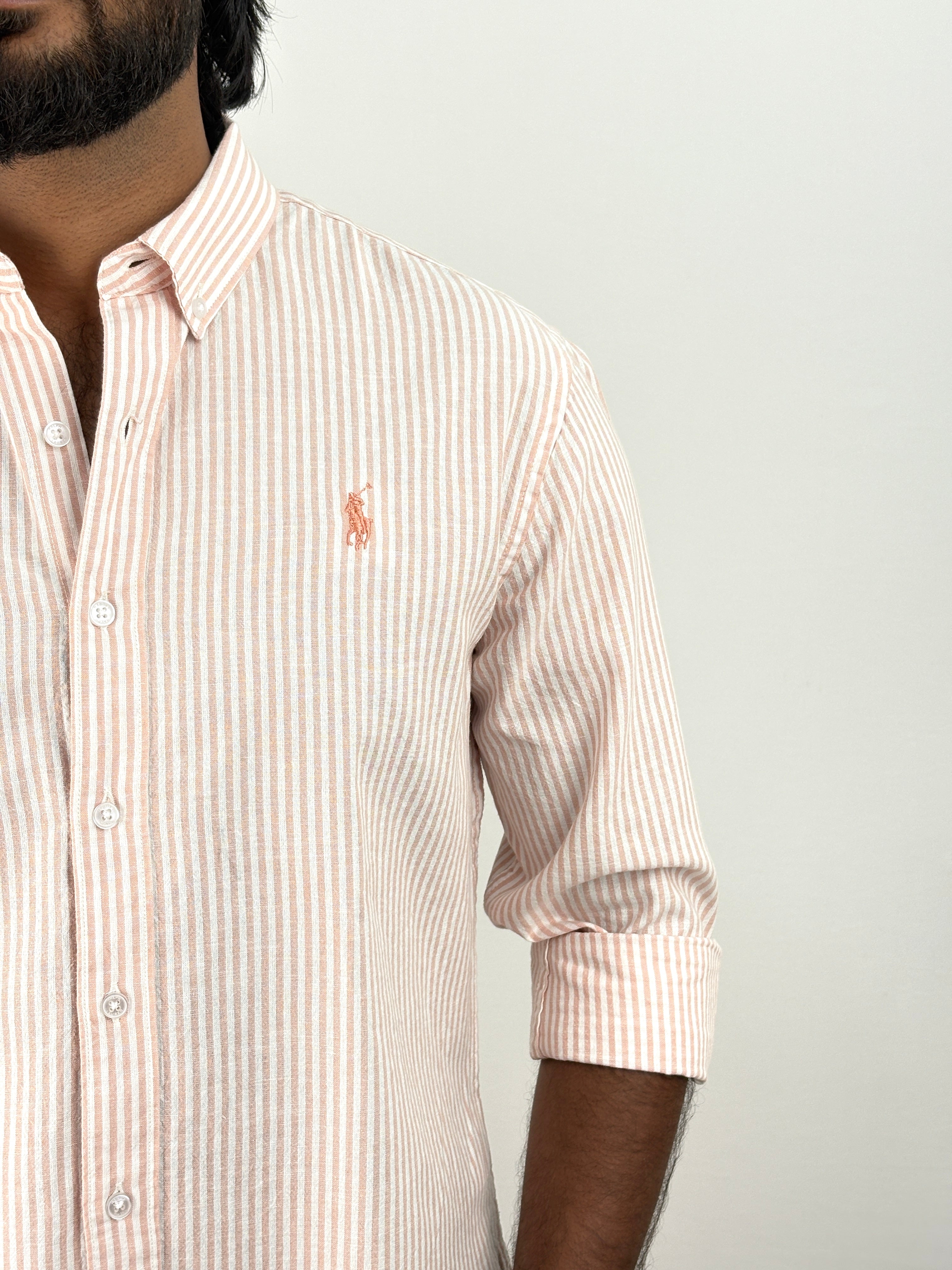 Cherry Old Money Linen Stripe Shirt 1