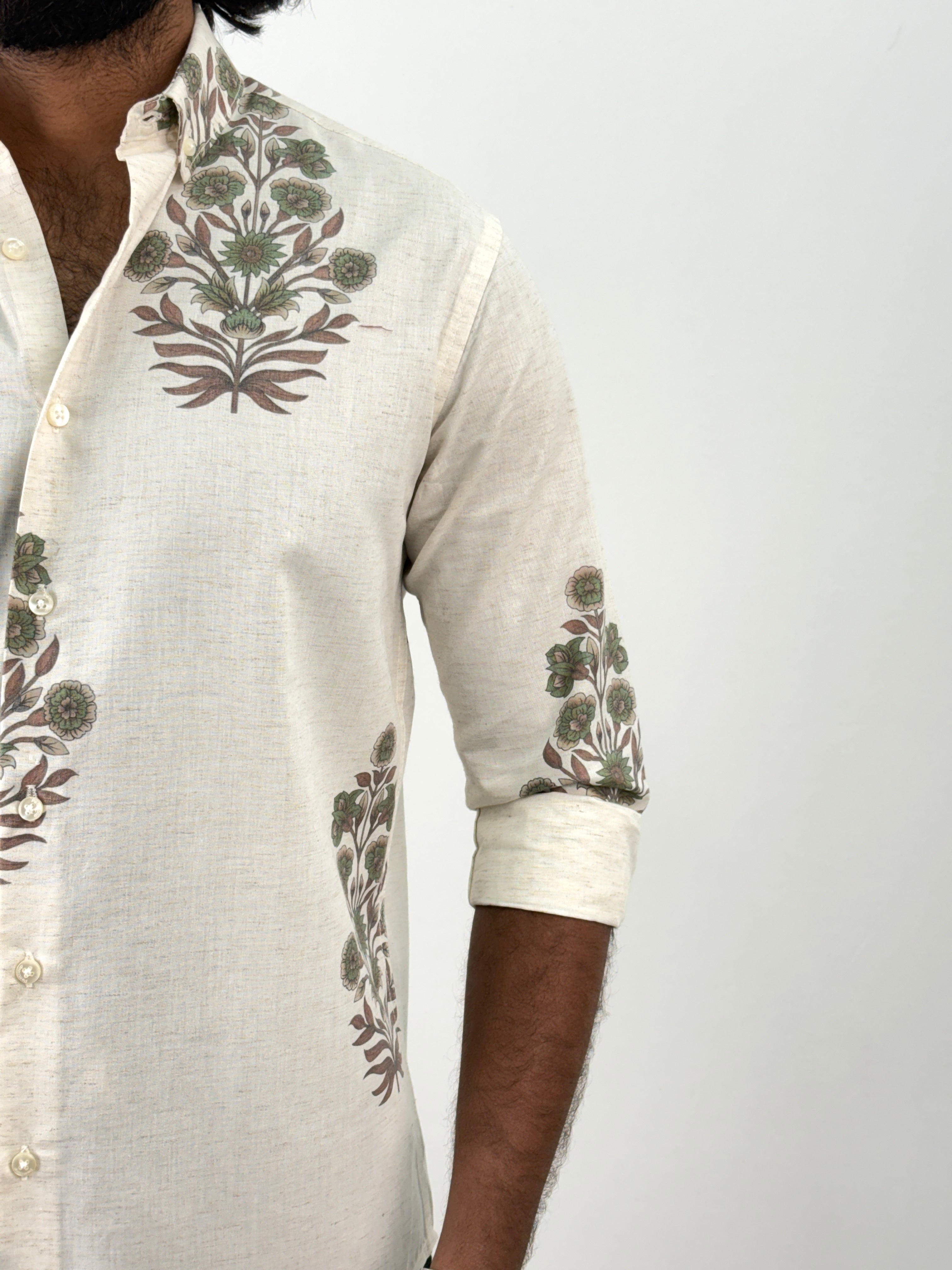 Green Floral Printed Shirt