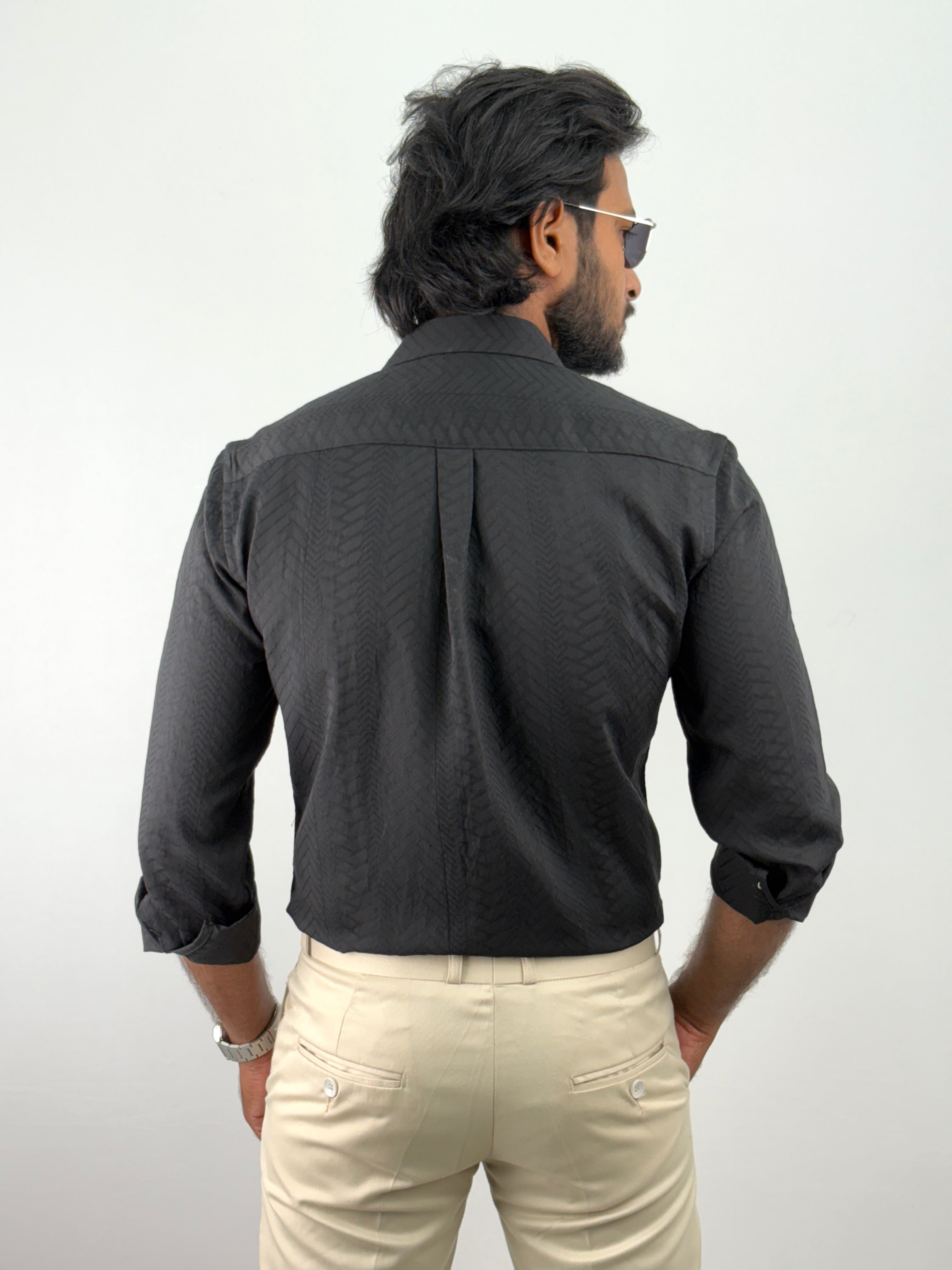 Black Self Textured Shirt