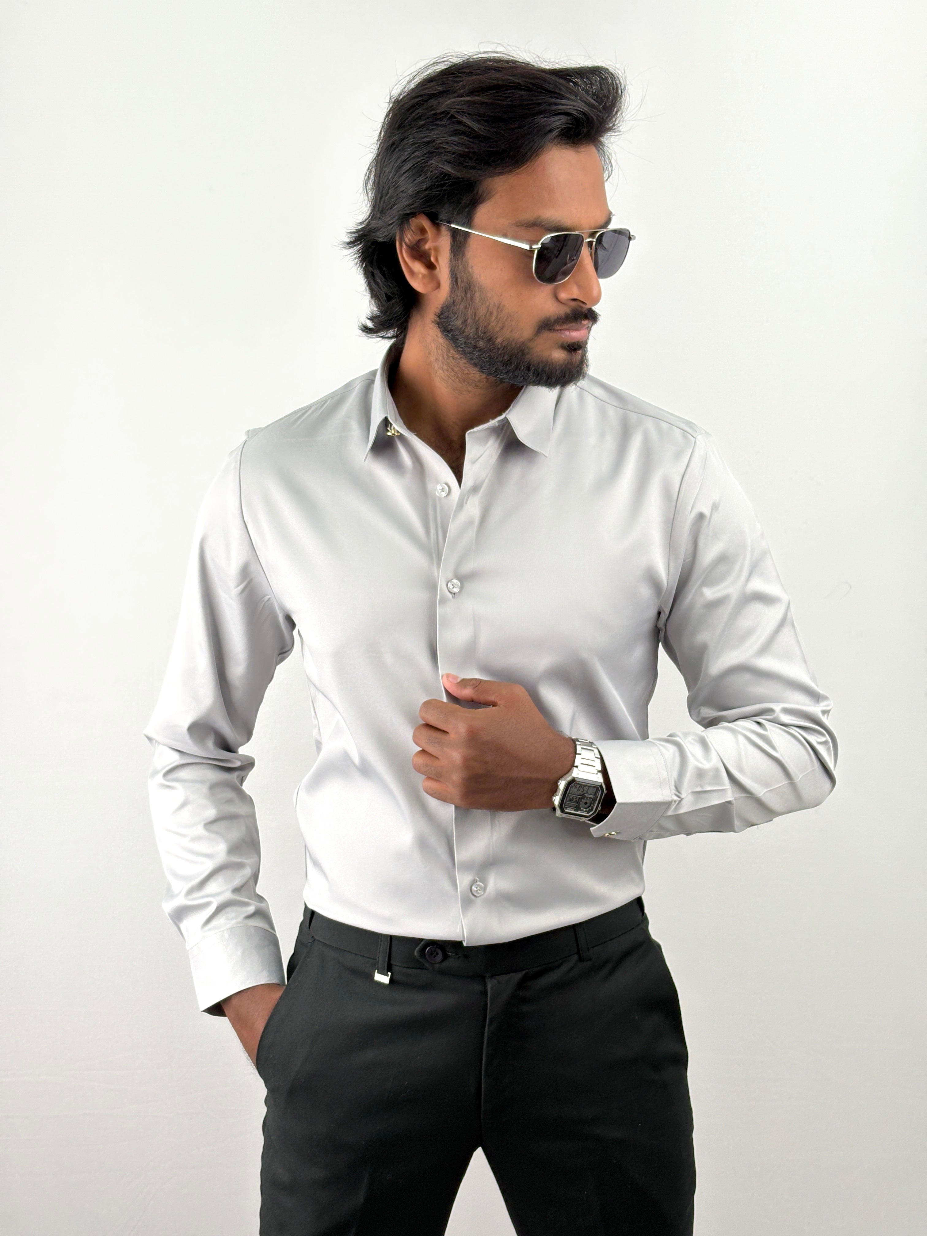 Light Grey Sateen Shirt