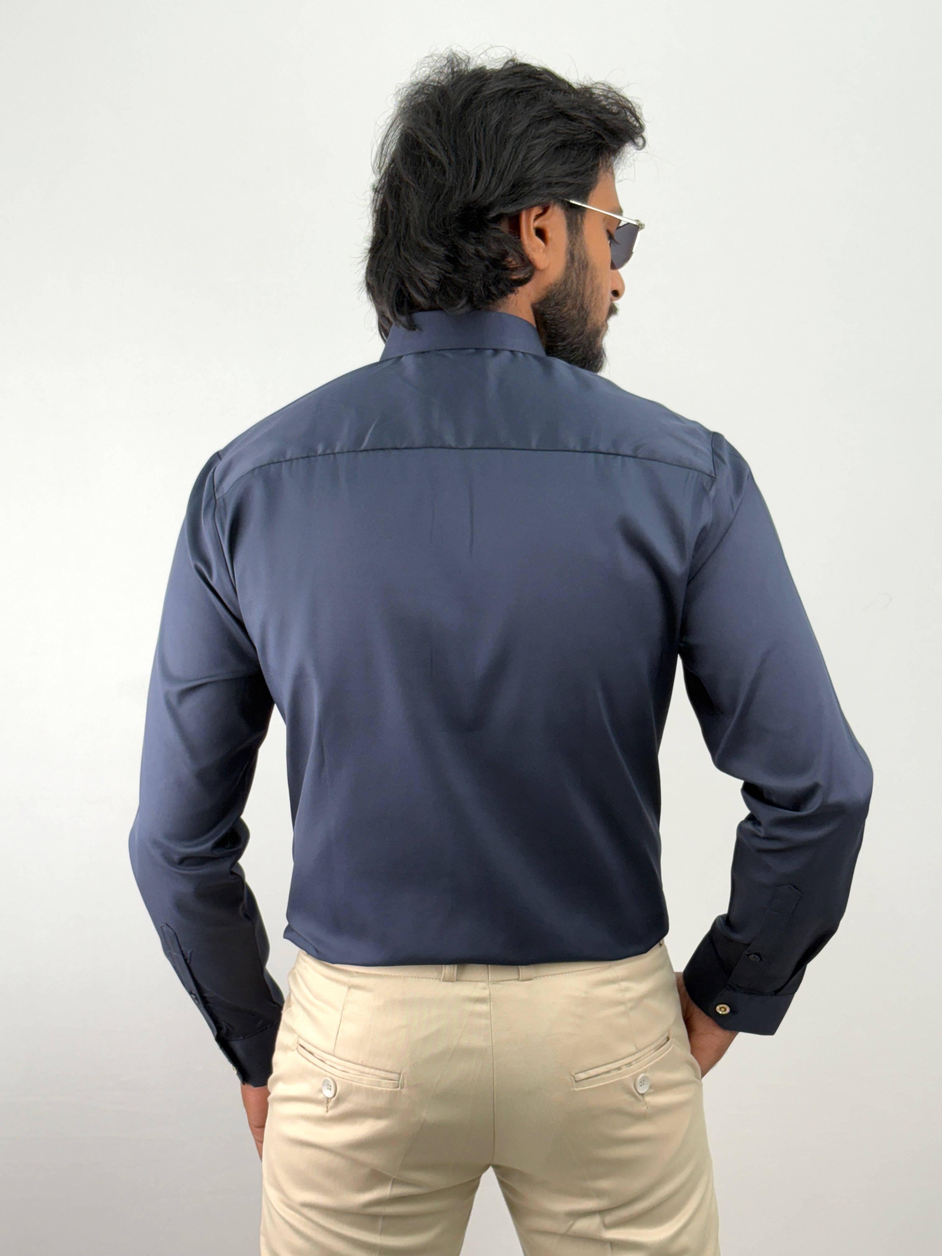 Navy Sateen Shirt