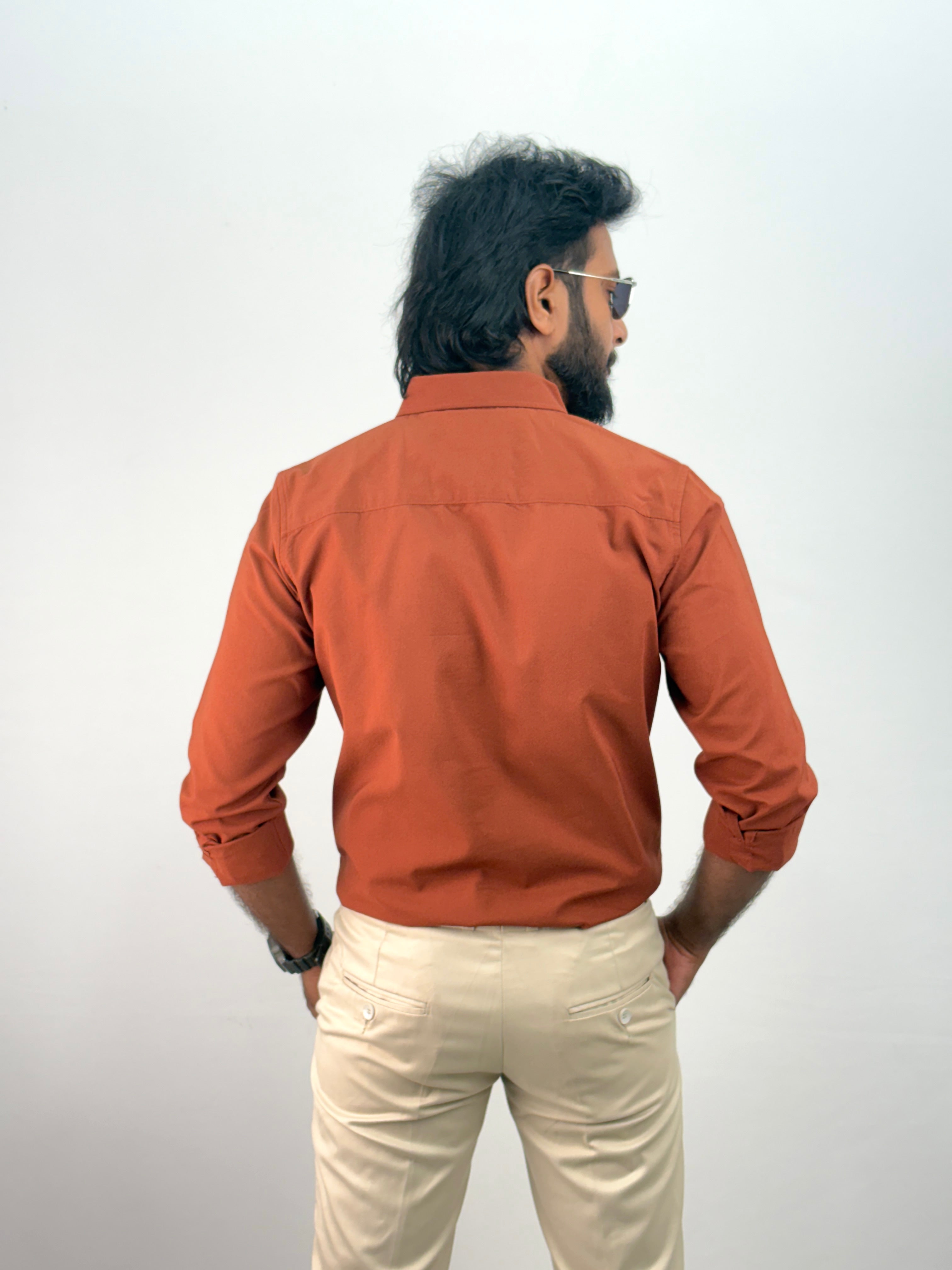 Brick Red Plain Oxford Shirt