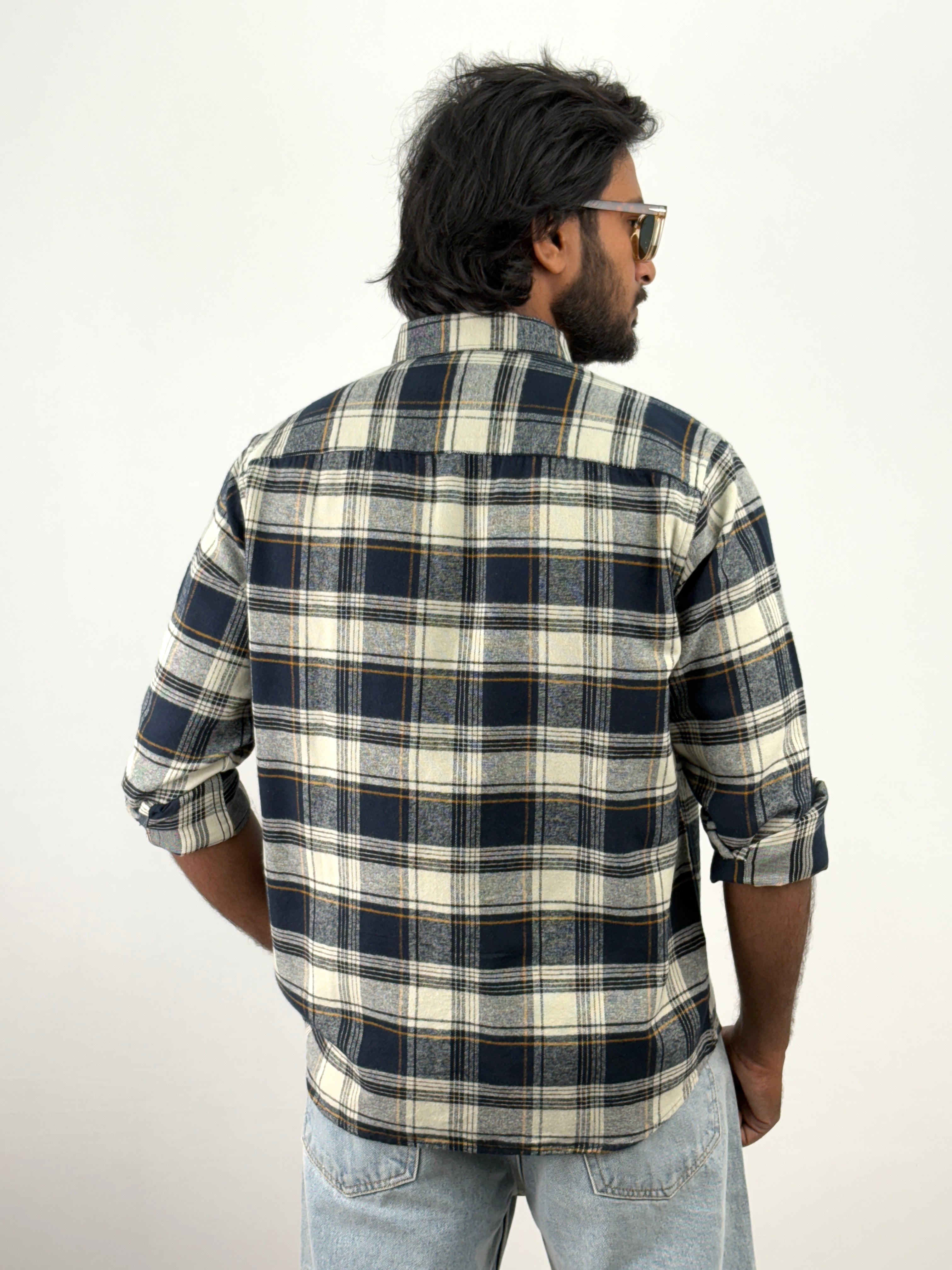 Navy White Flannel Shirts