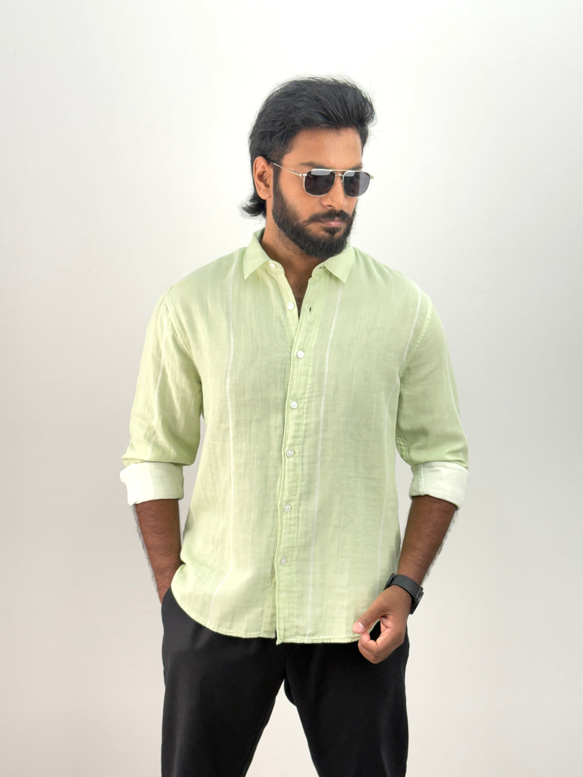 Light Green Stripe Shirt