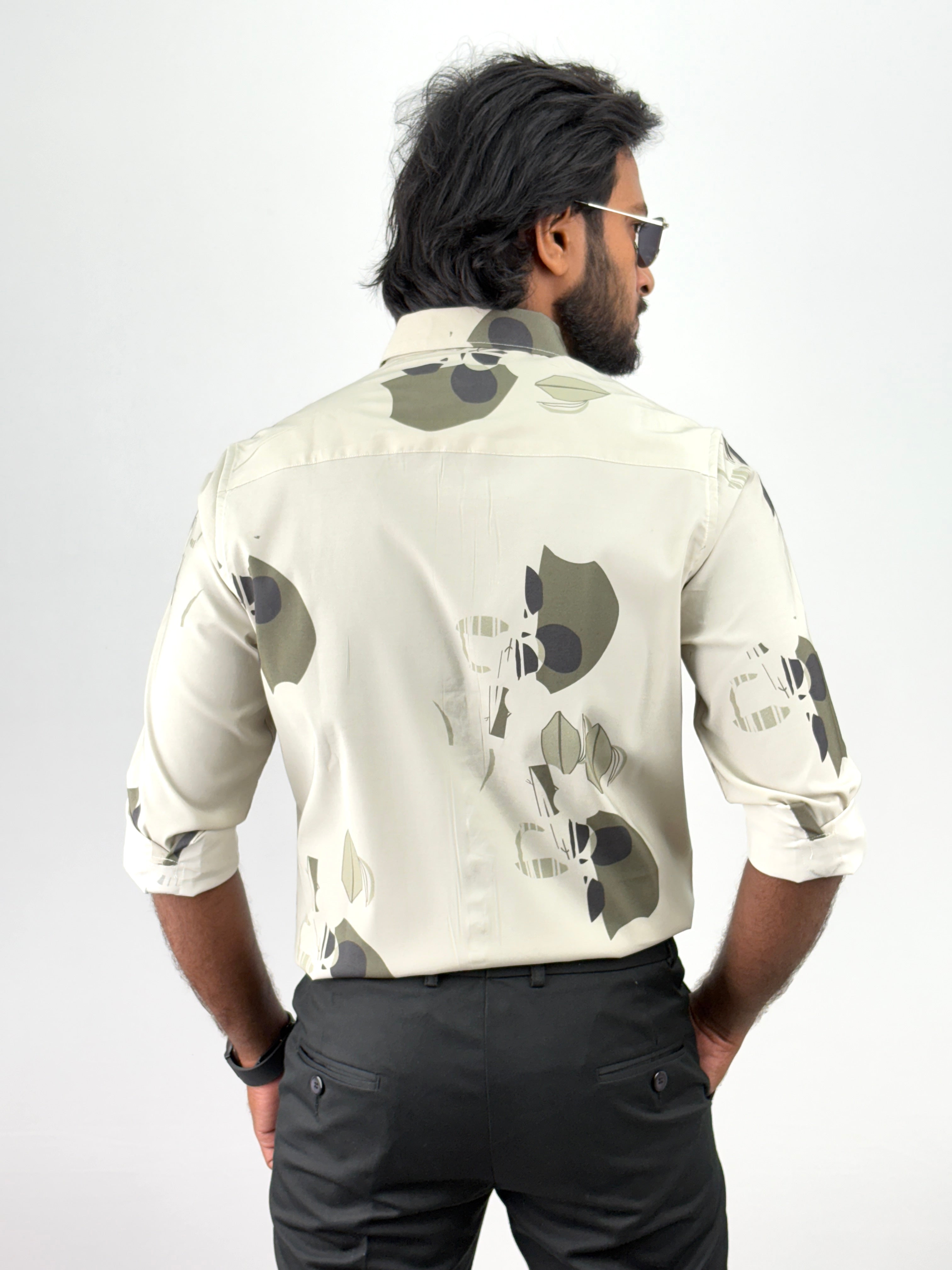 Olive Retro Printed Shirt