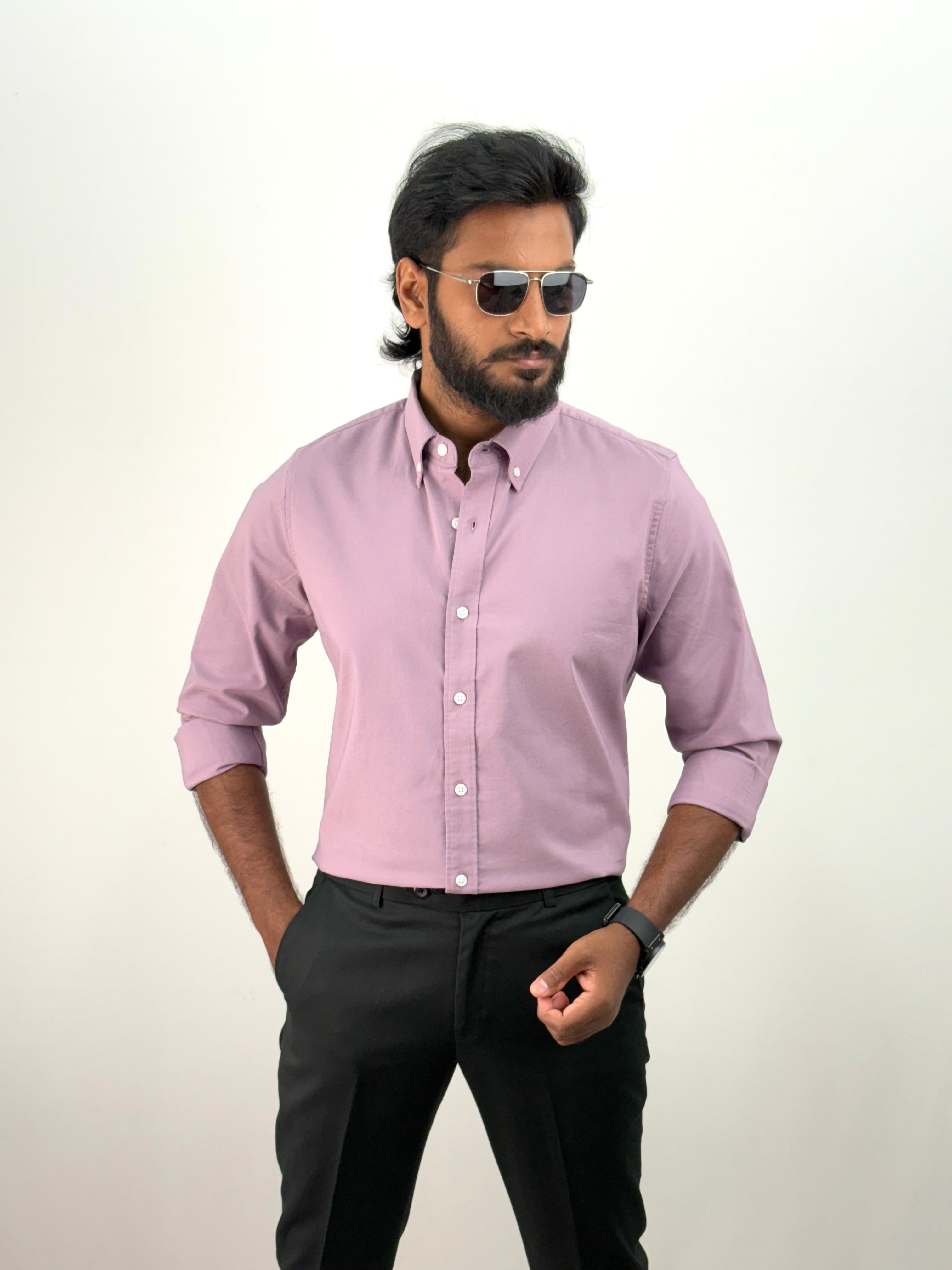 Mauve Plain Oxford Shirt