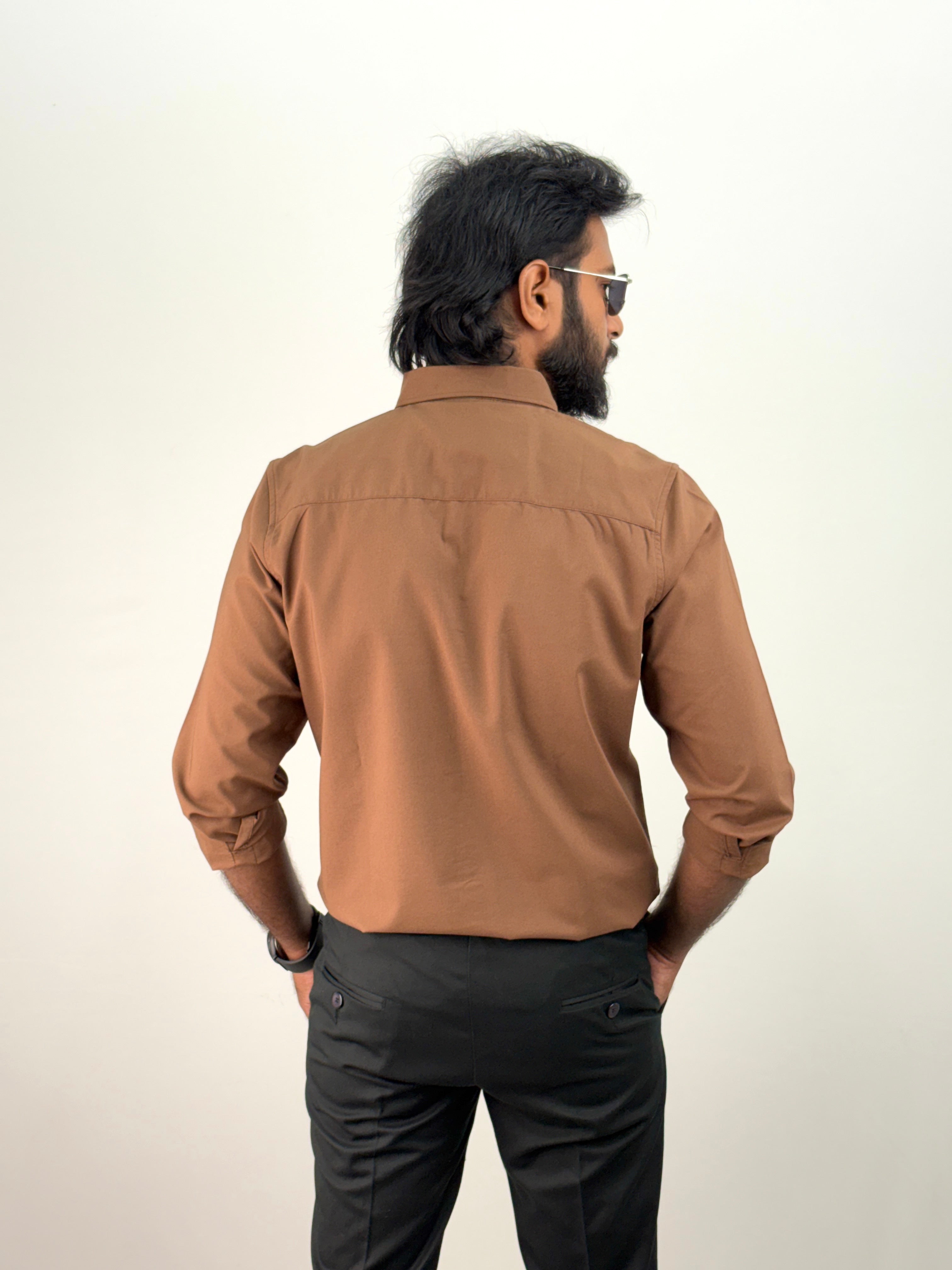 Brown Plain Oxford Shirt