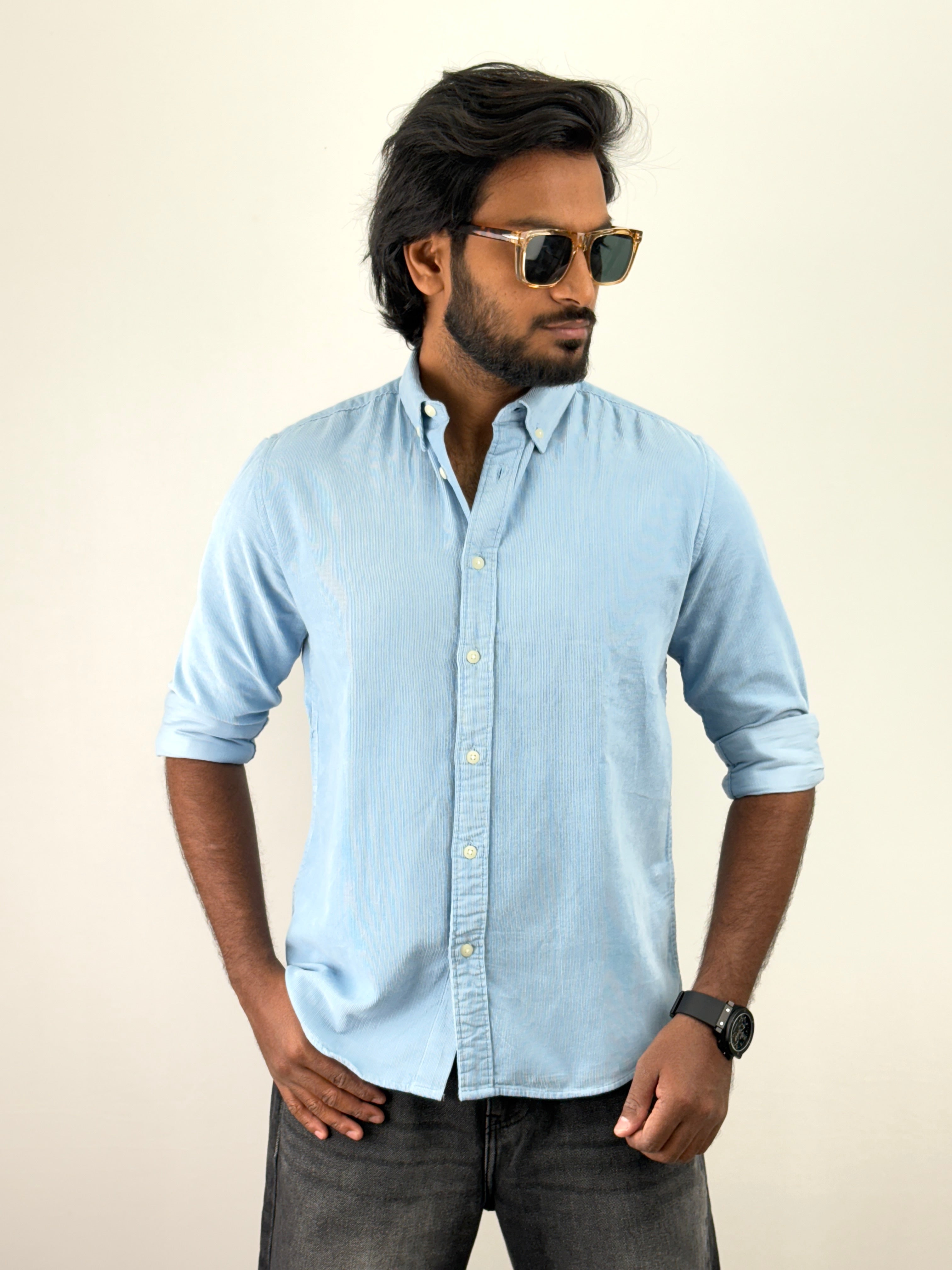 Ice Blue Corduroy Shirt