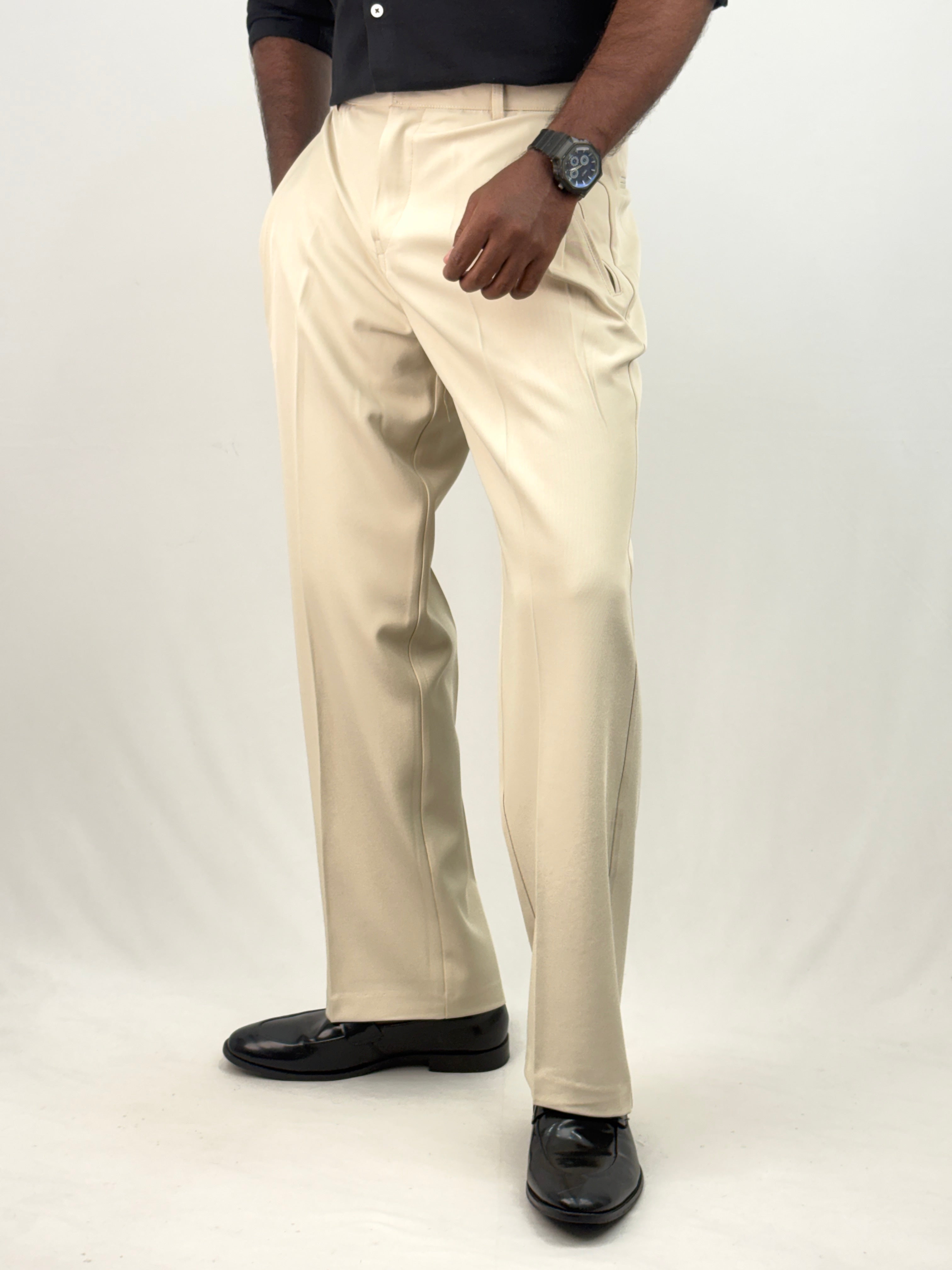 Cream Korean Baggy Pant
