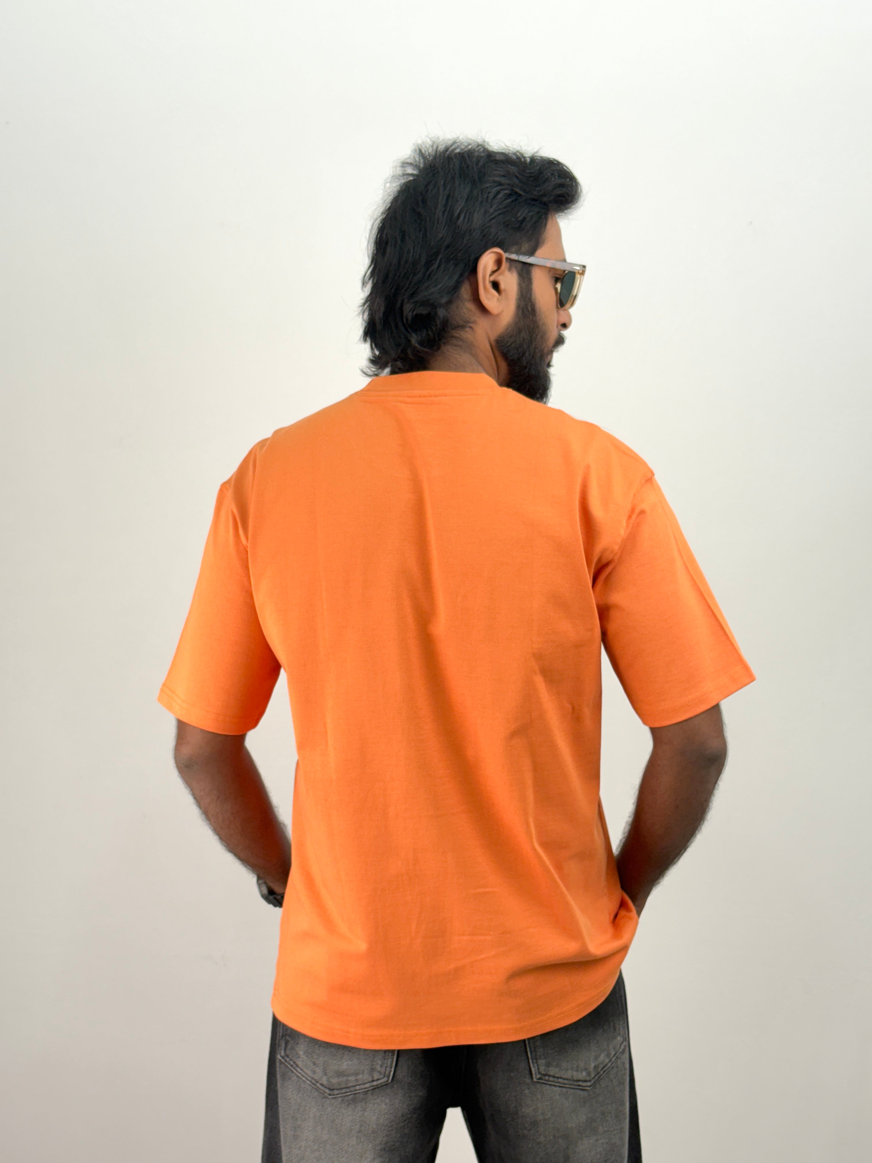 Orange Plain Oversized T-Shirt