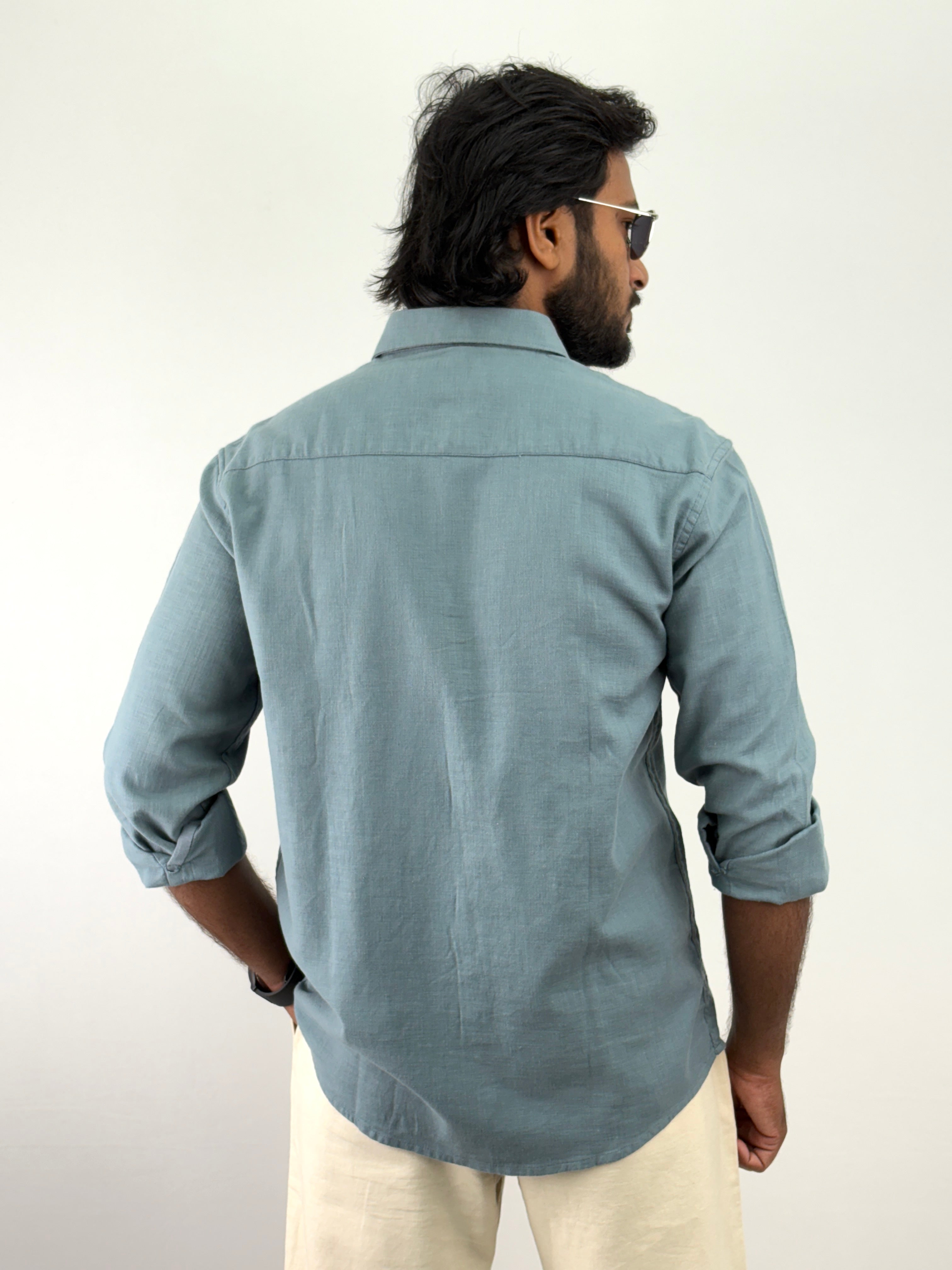 Aqua Green Embroidery Shirt