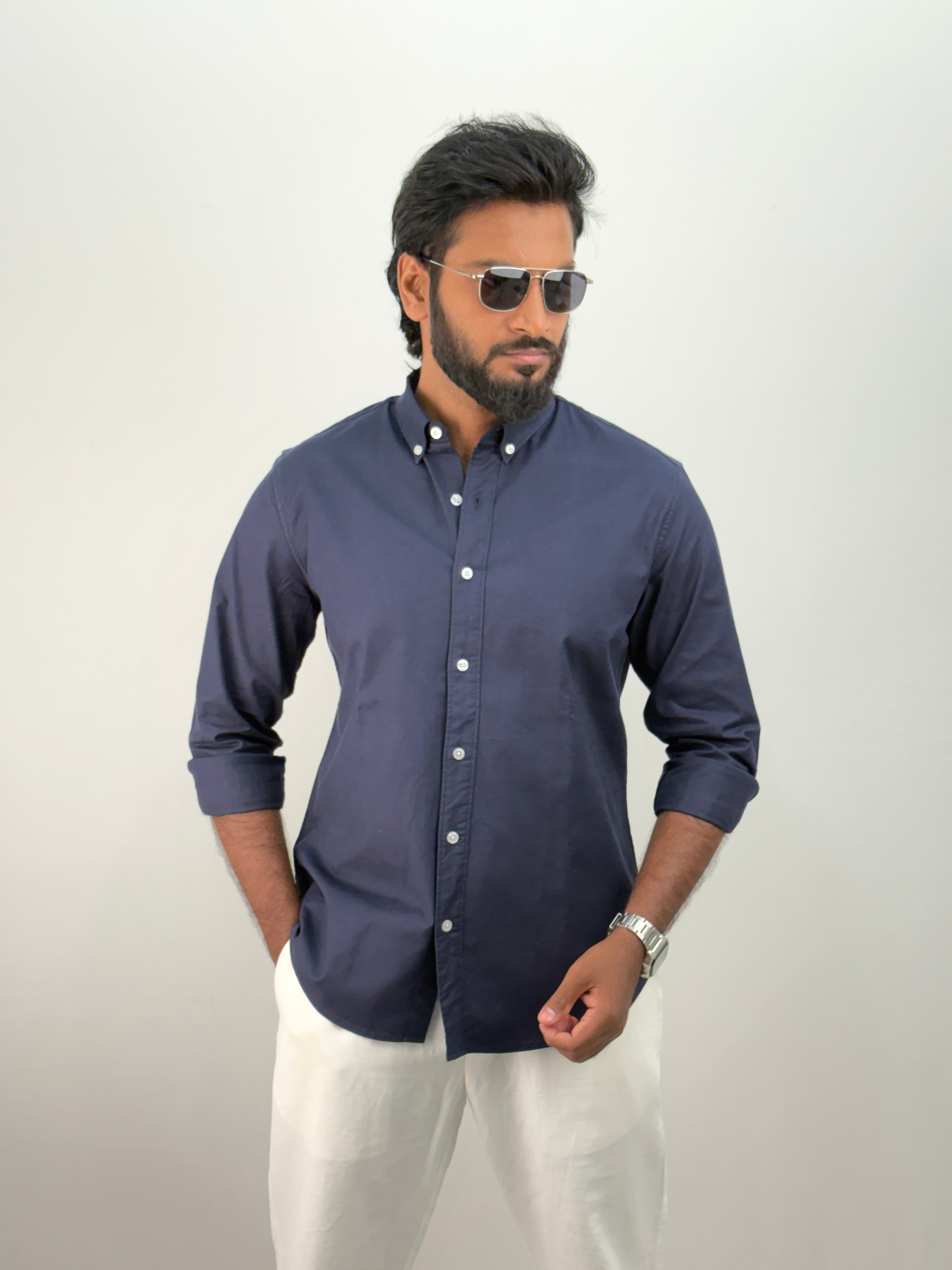 Navy Elbow Patch Shirt 1