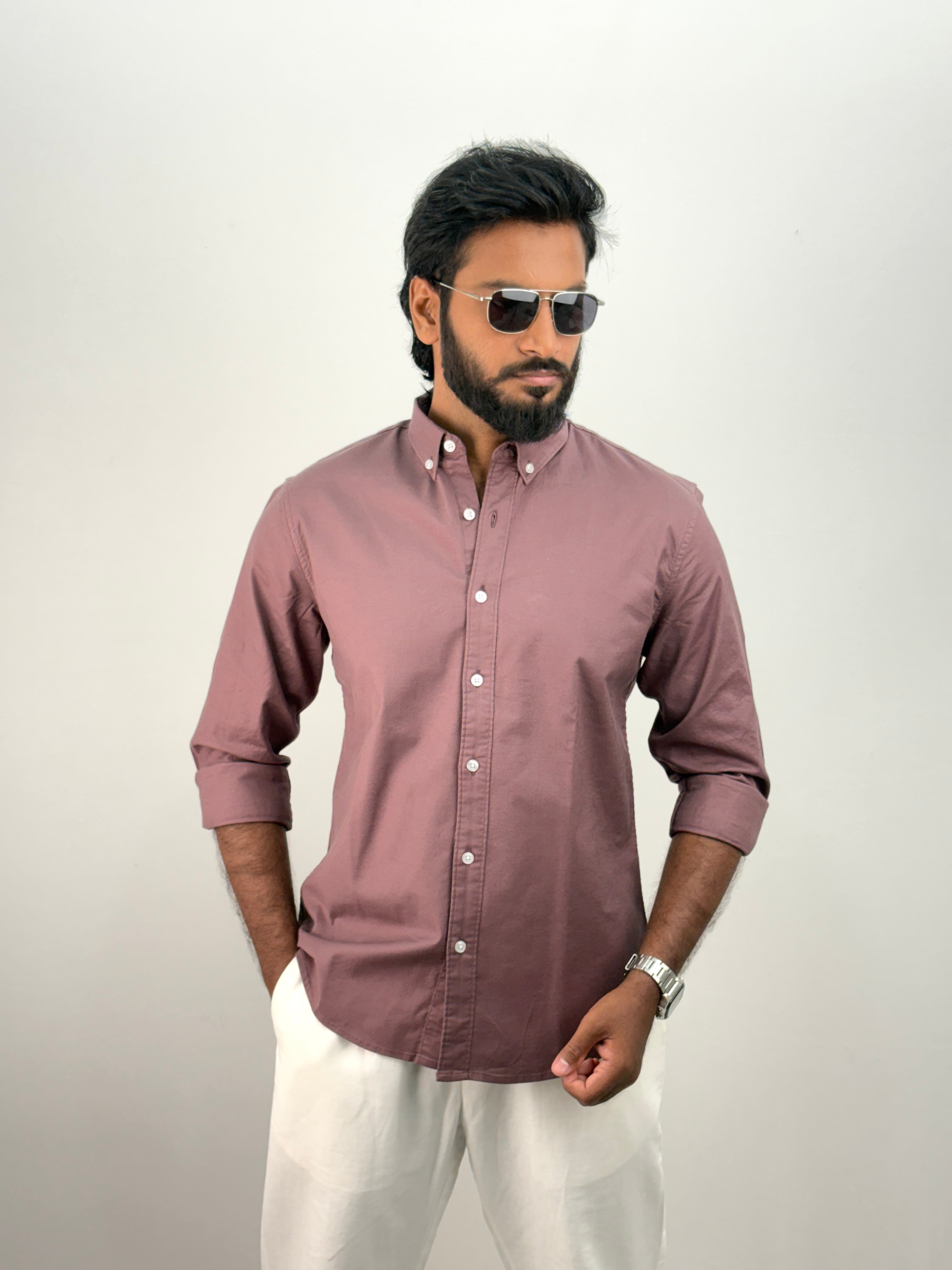Burgundy Elbow Patch Shirt 1