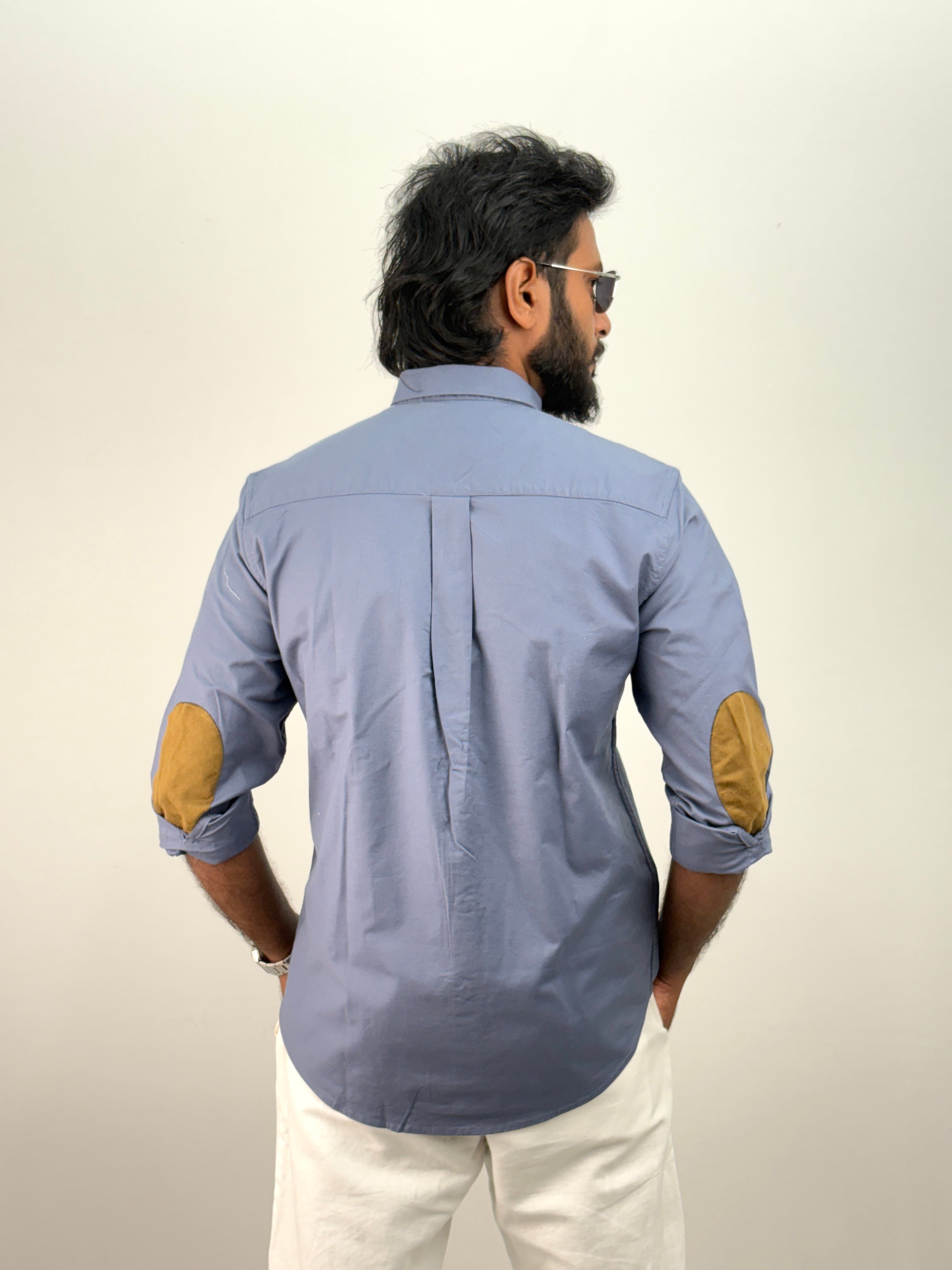 Blue Elbow Patch Shirt 1