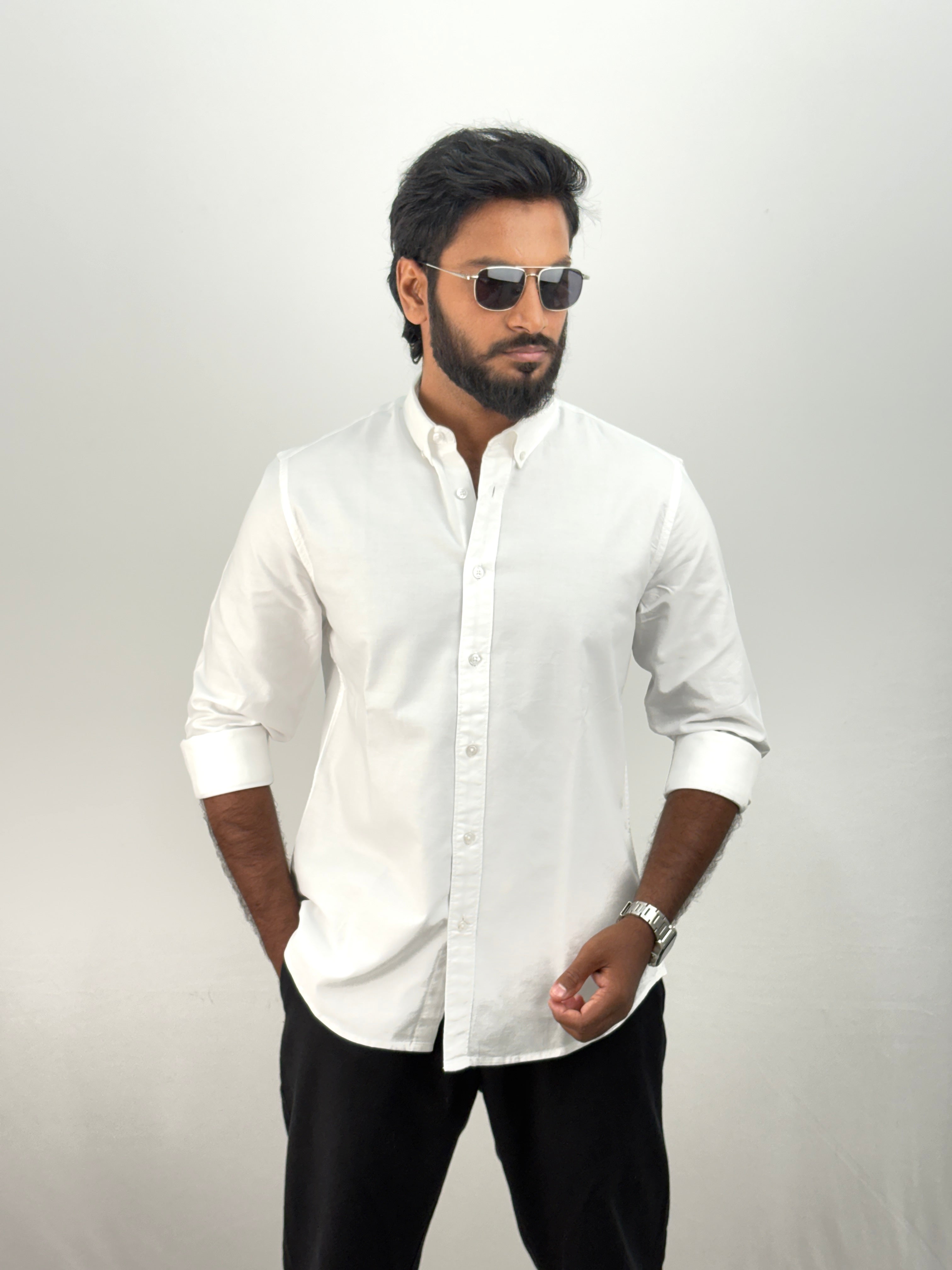 White Elbow Patch Shirt 1