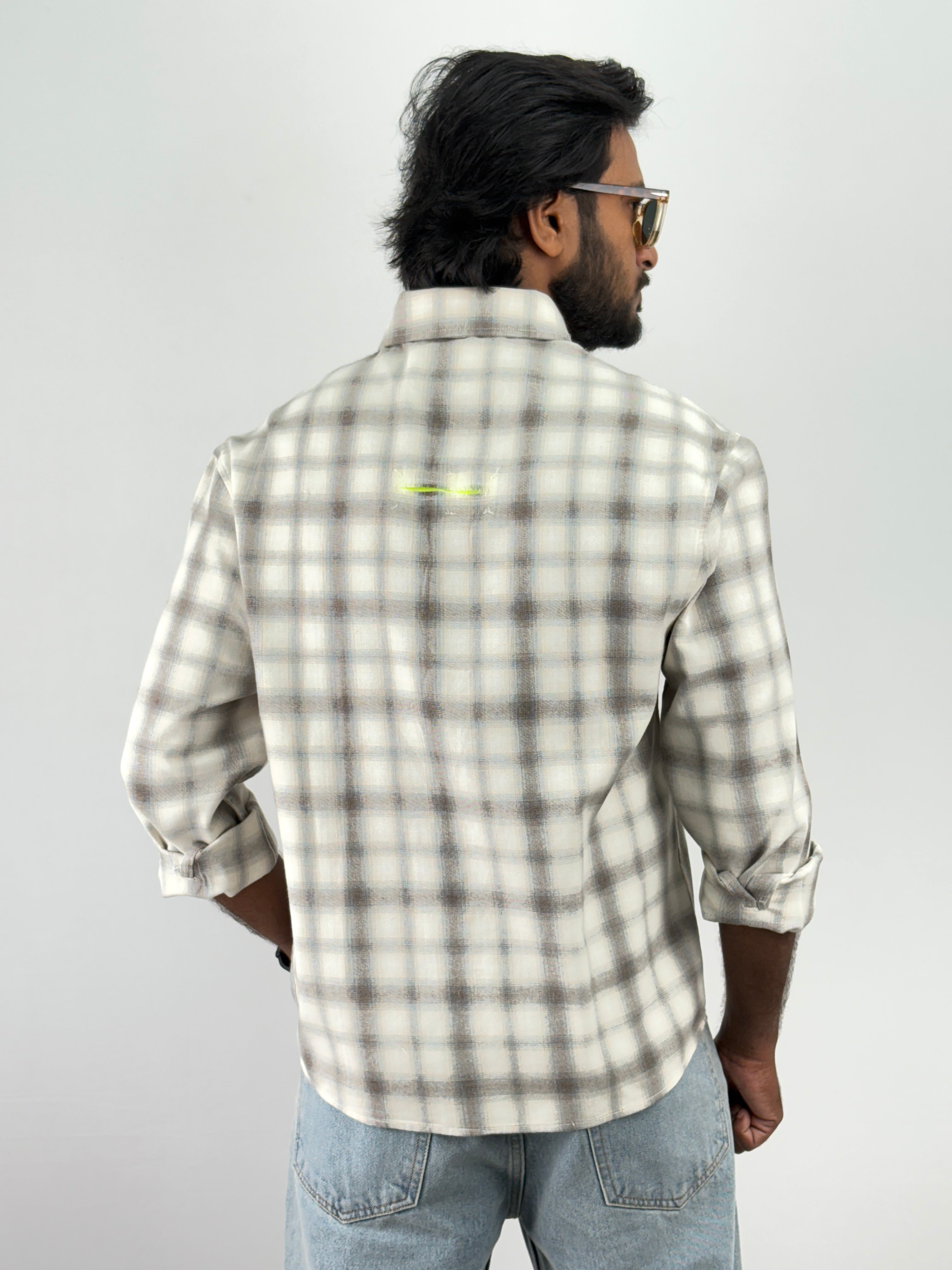 Beige Oversized Flannel Shirt