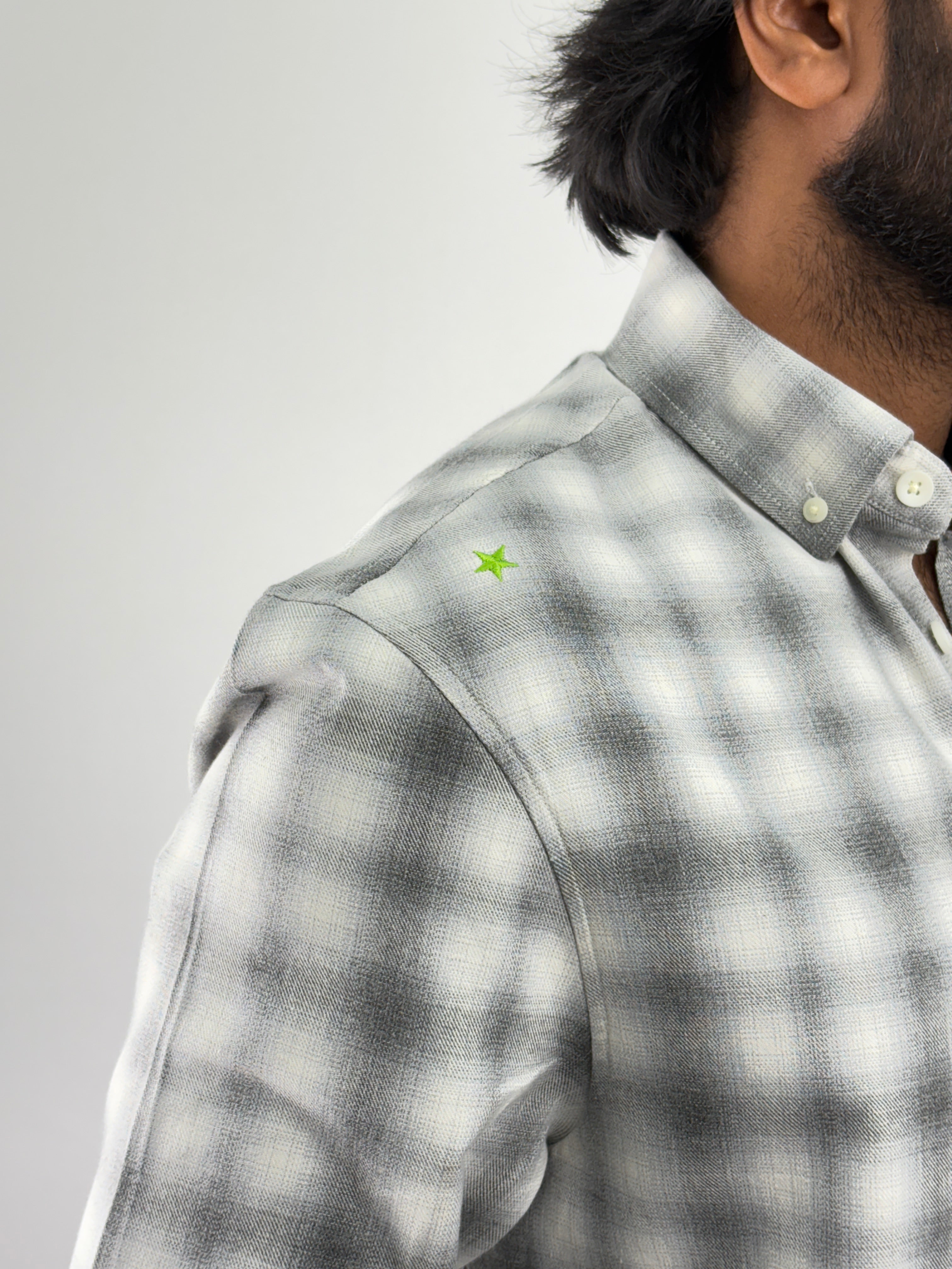 White Grey Oversized Flannel Shirt