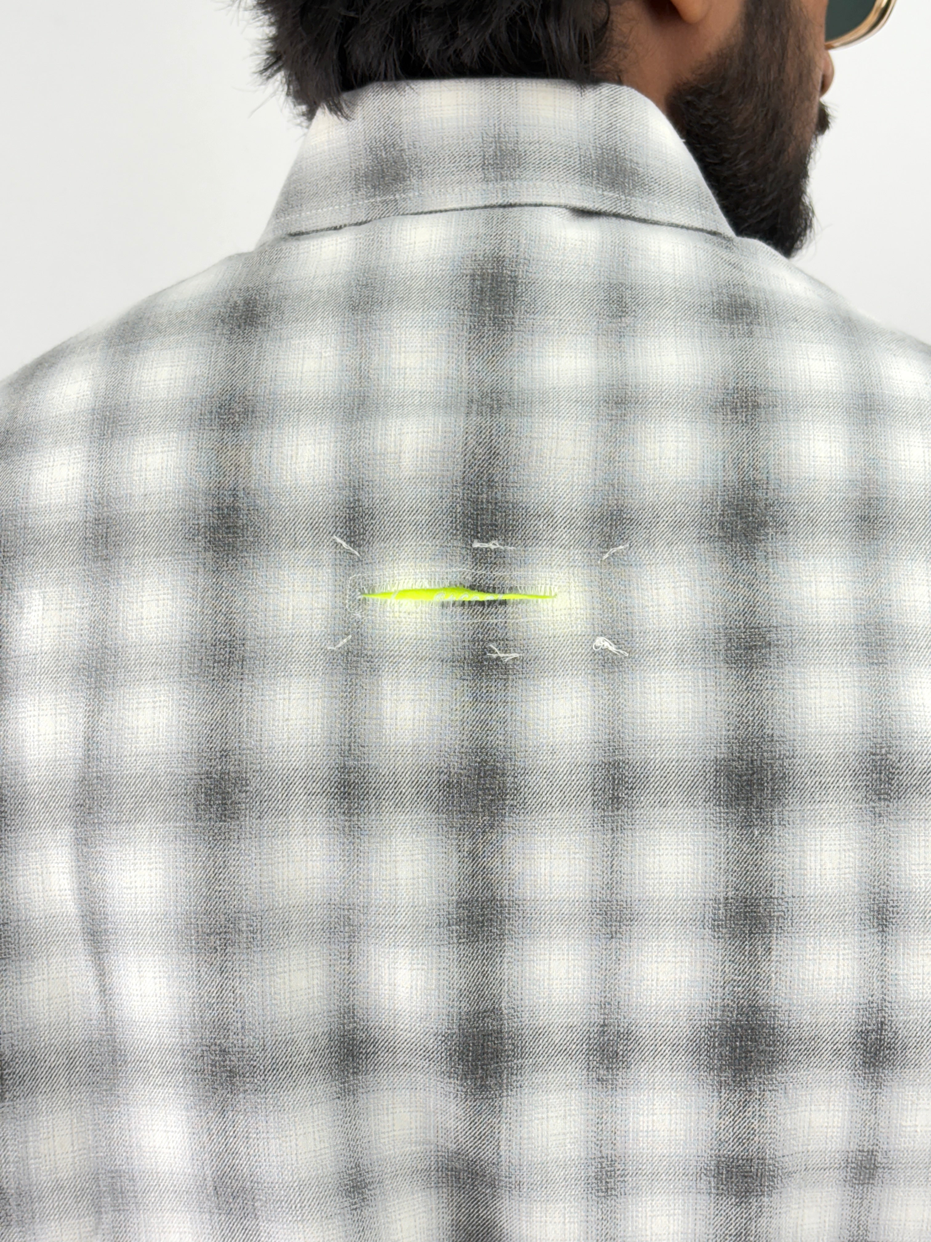 White Grey Oversized Flannel Shirt