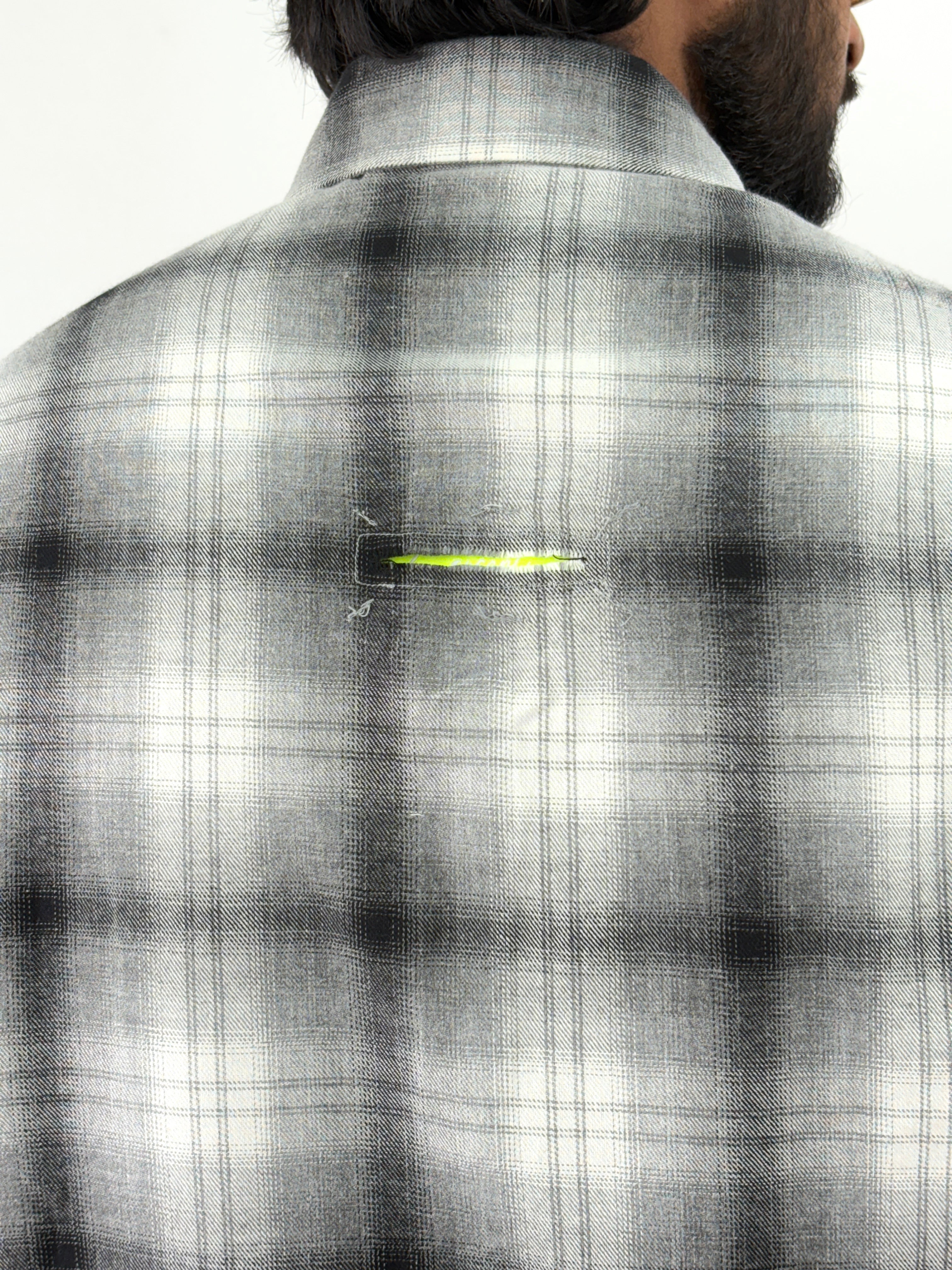 Black Grey Oversized Flannel Shirt