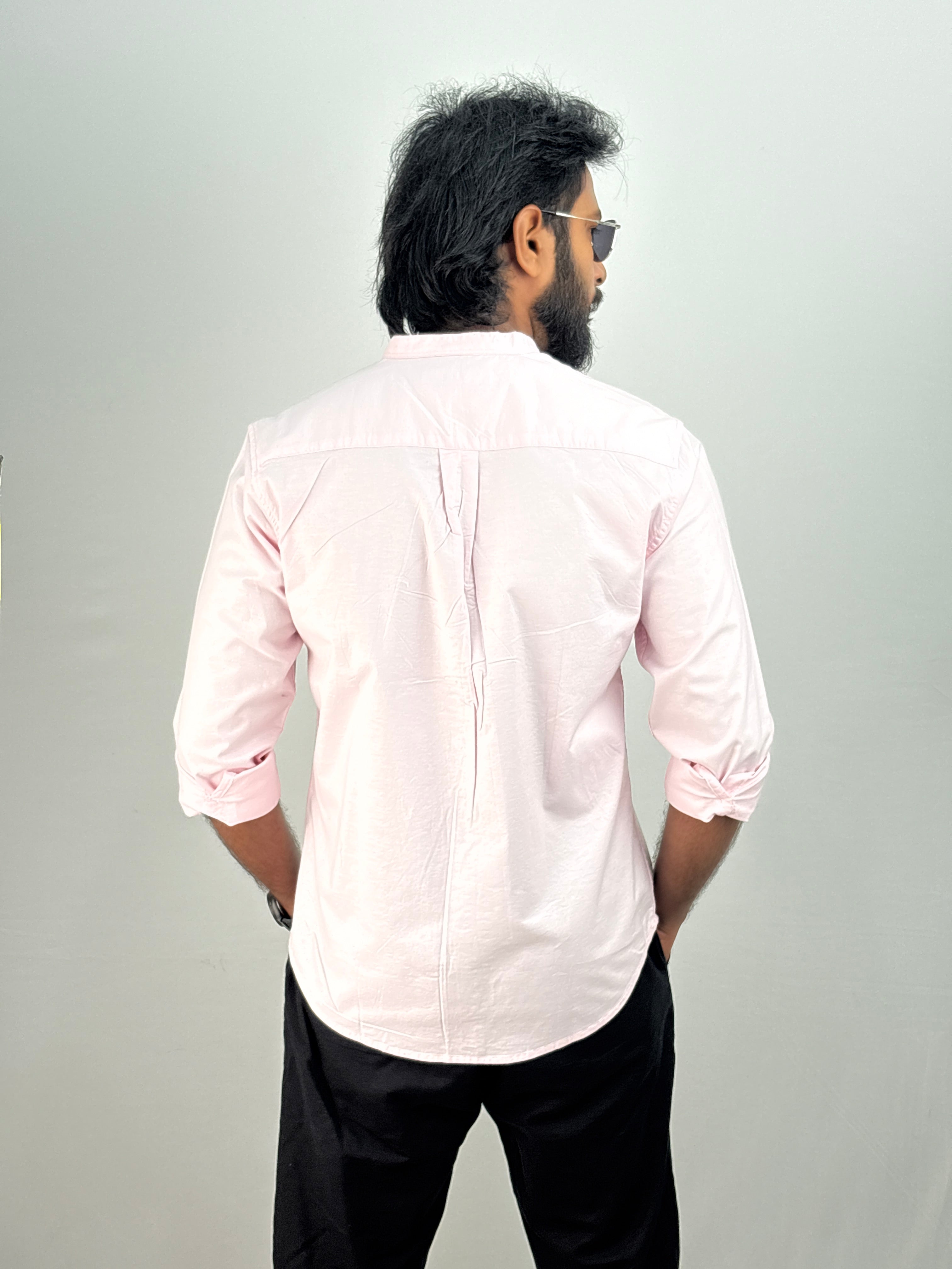 Pink Mandarin Collar Shirt