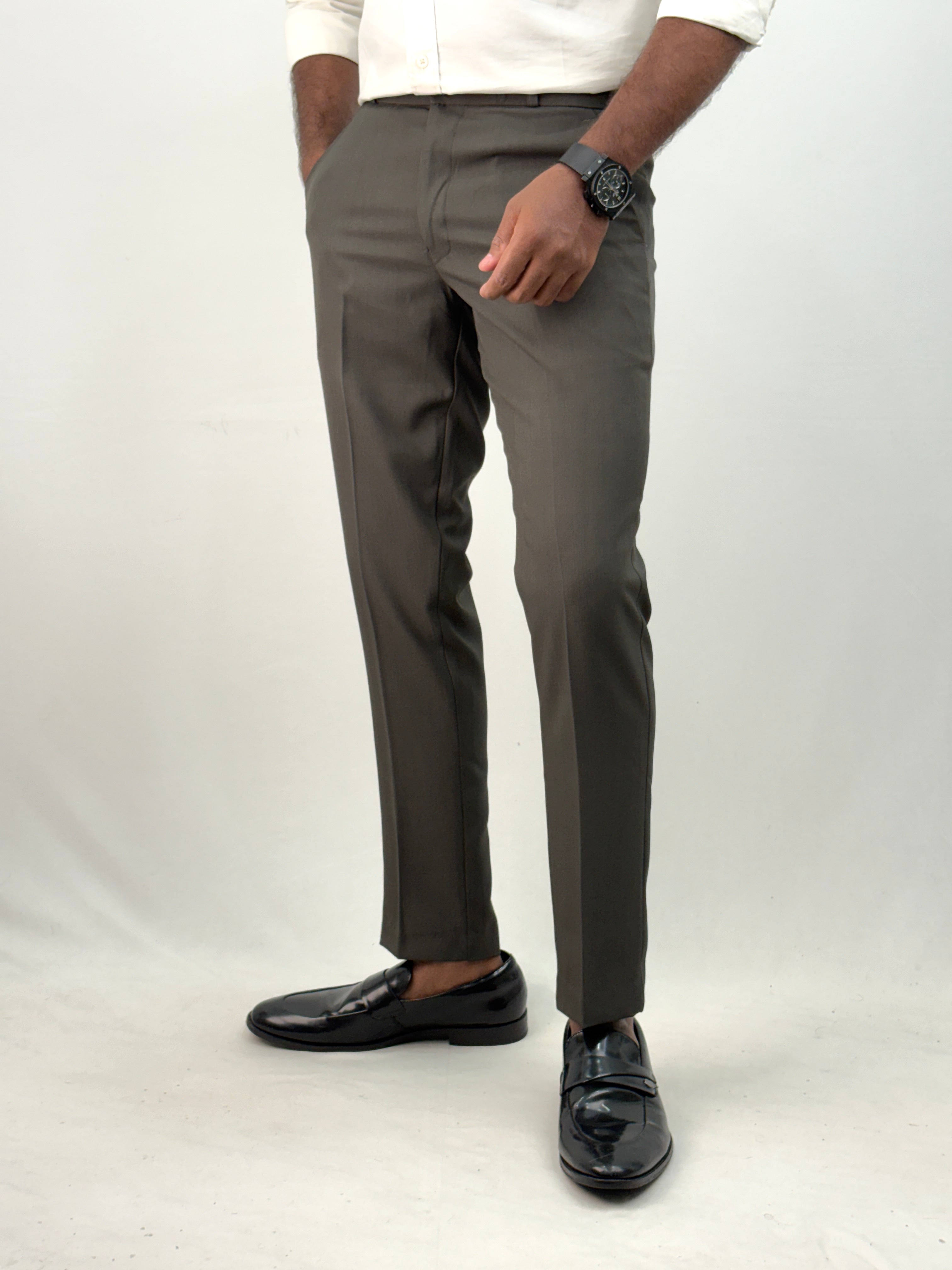 Dark Brown Ankle Fit Formal Pant