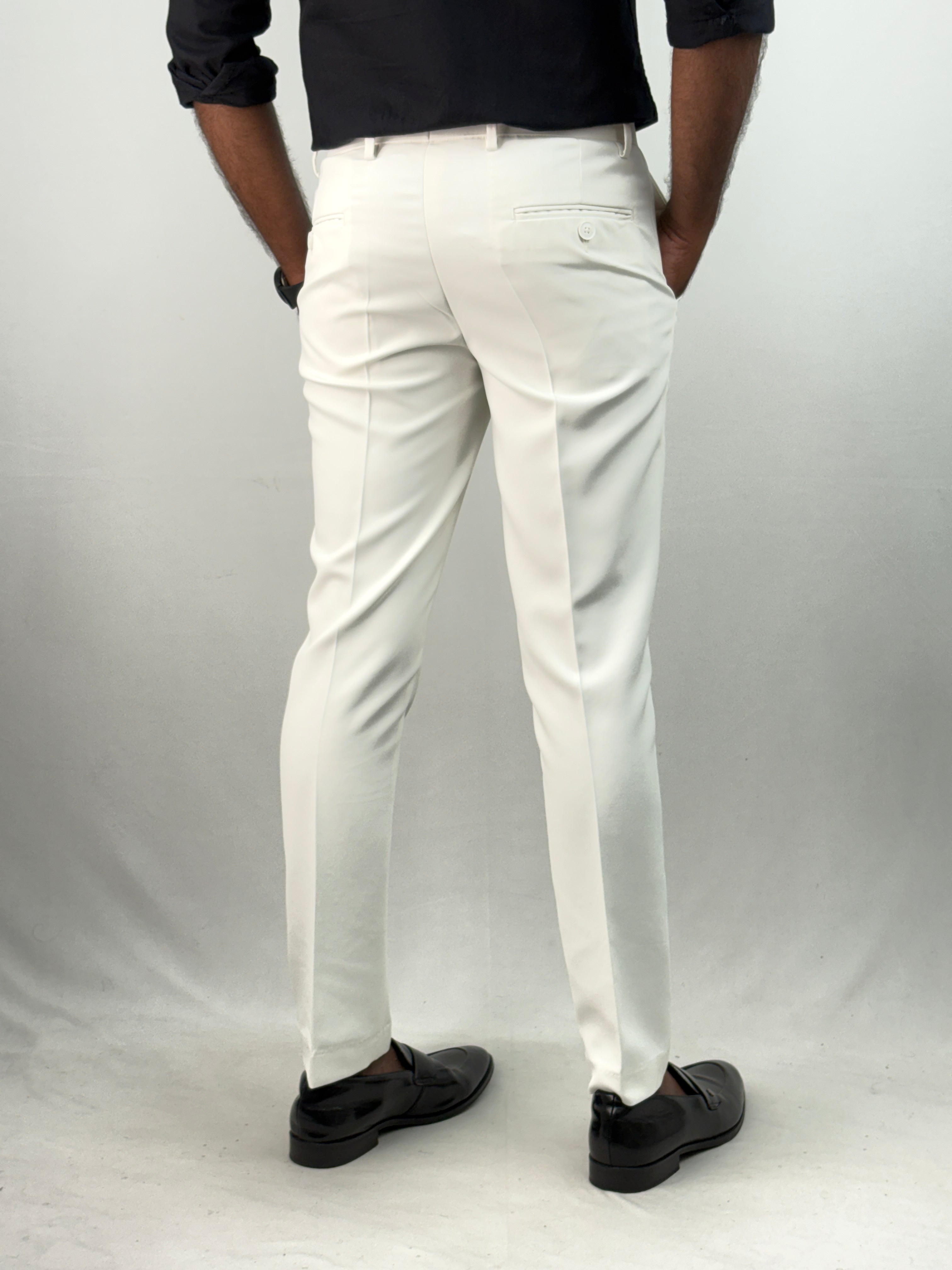 White Ankle Fit Formal Pant