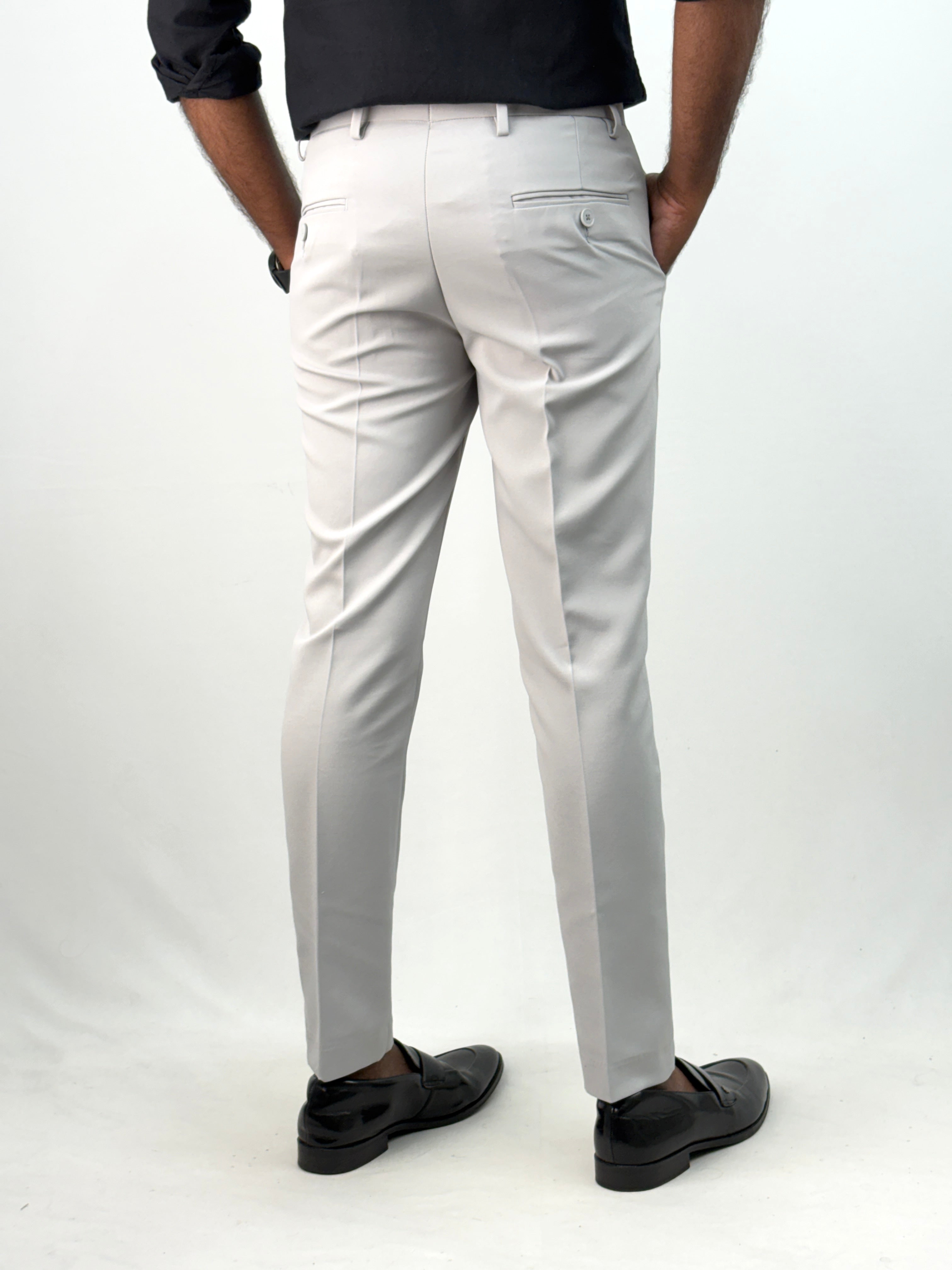 Cement Grey Ankle Fit Formal Pant