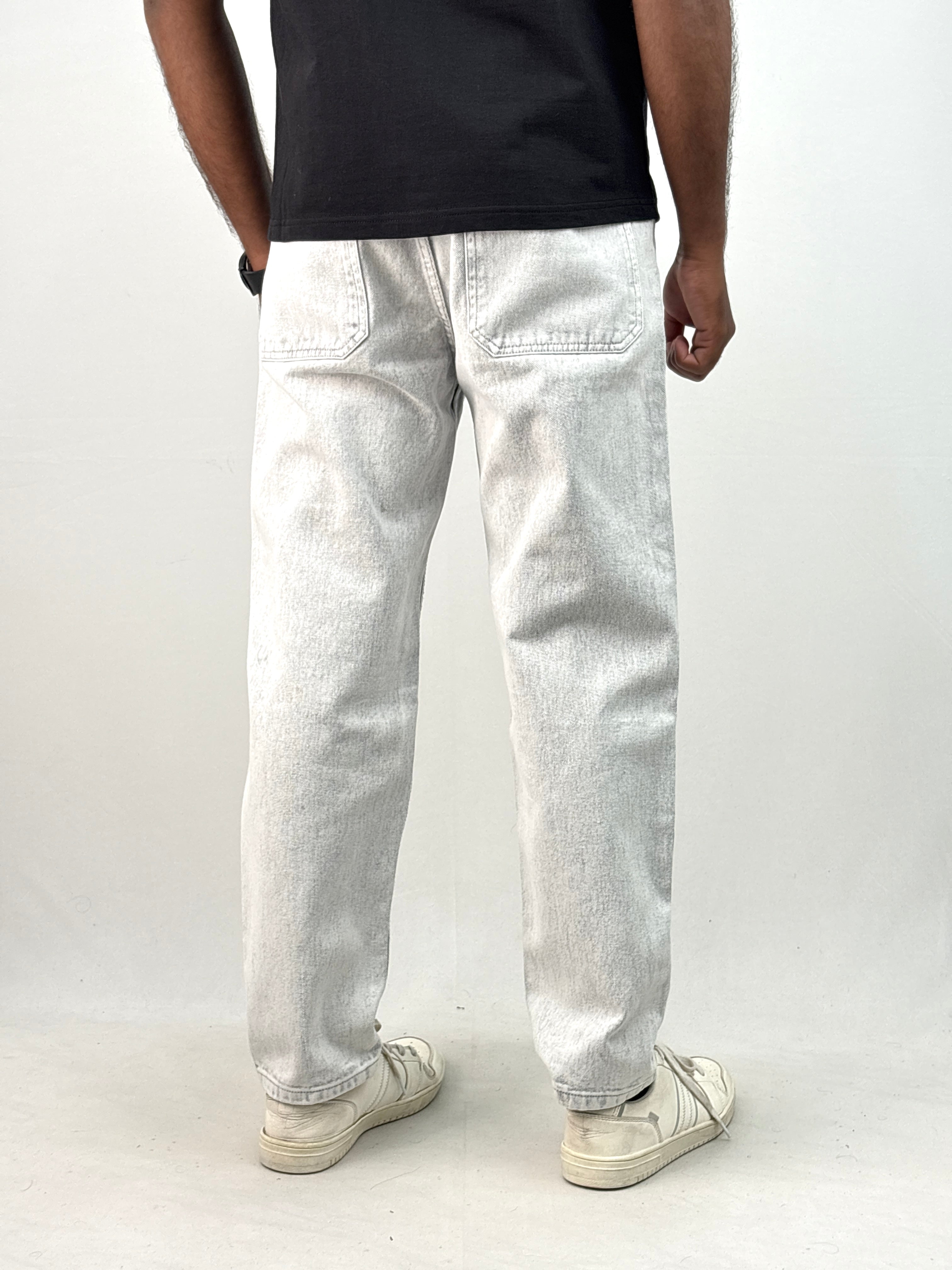 Light Grey Acid Wash Semi Baggy Jean