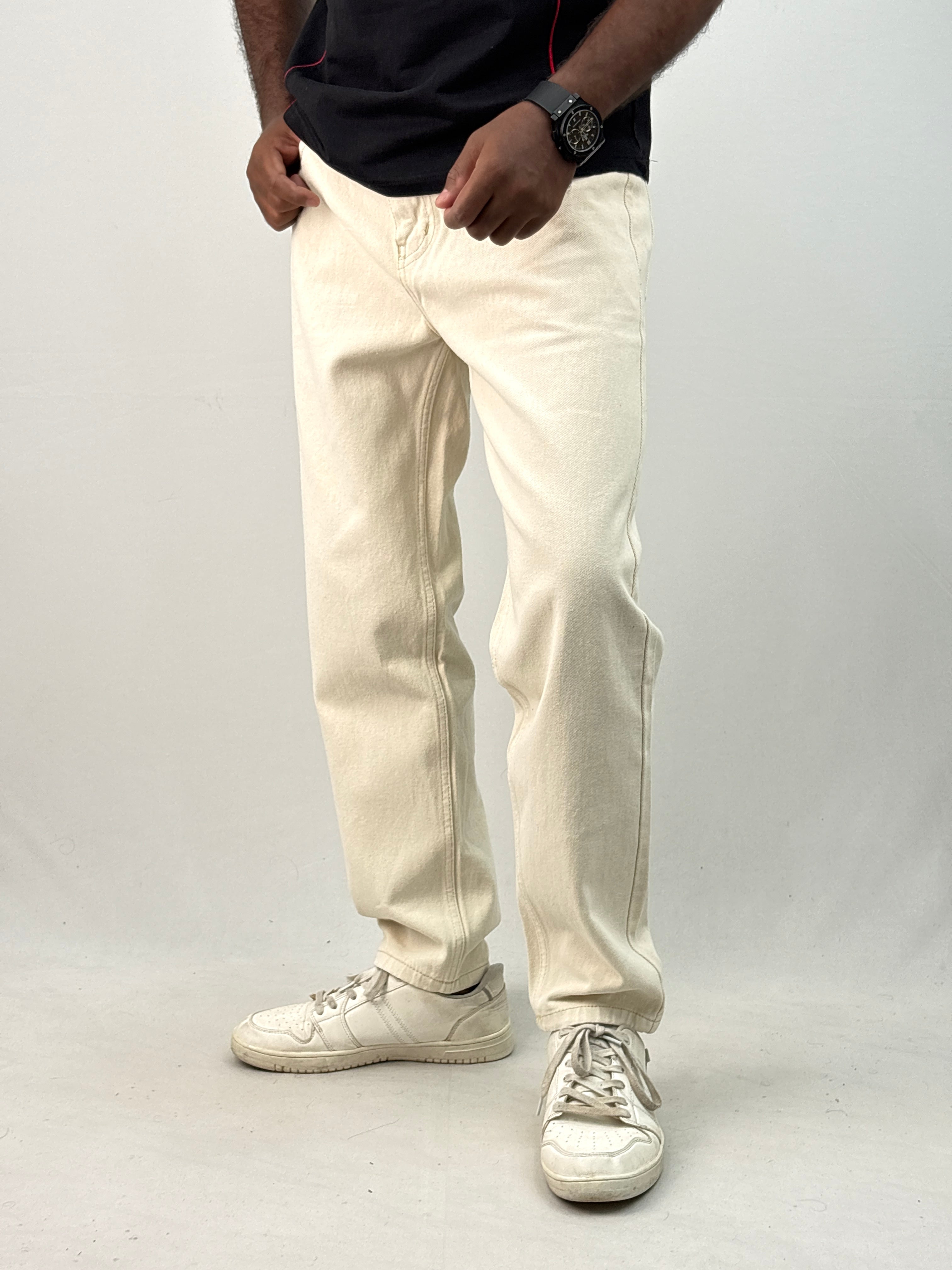 Beige Semi Baggy Jean
