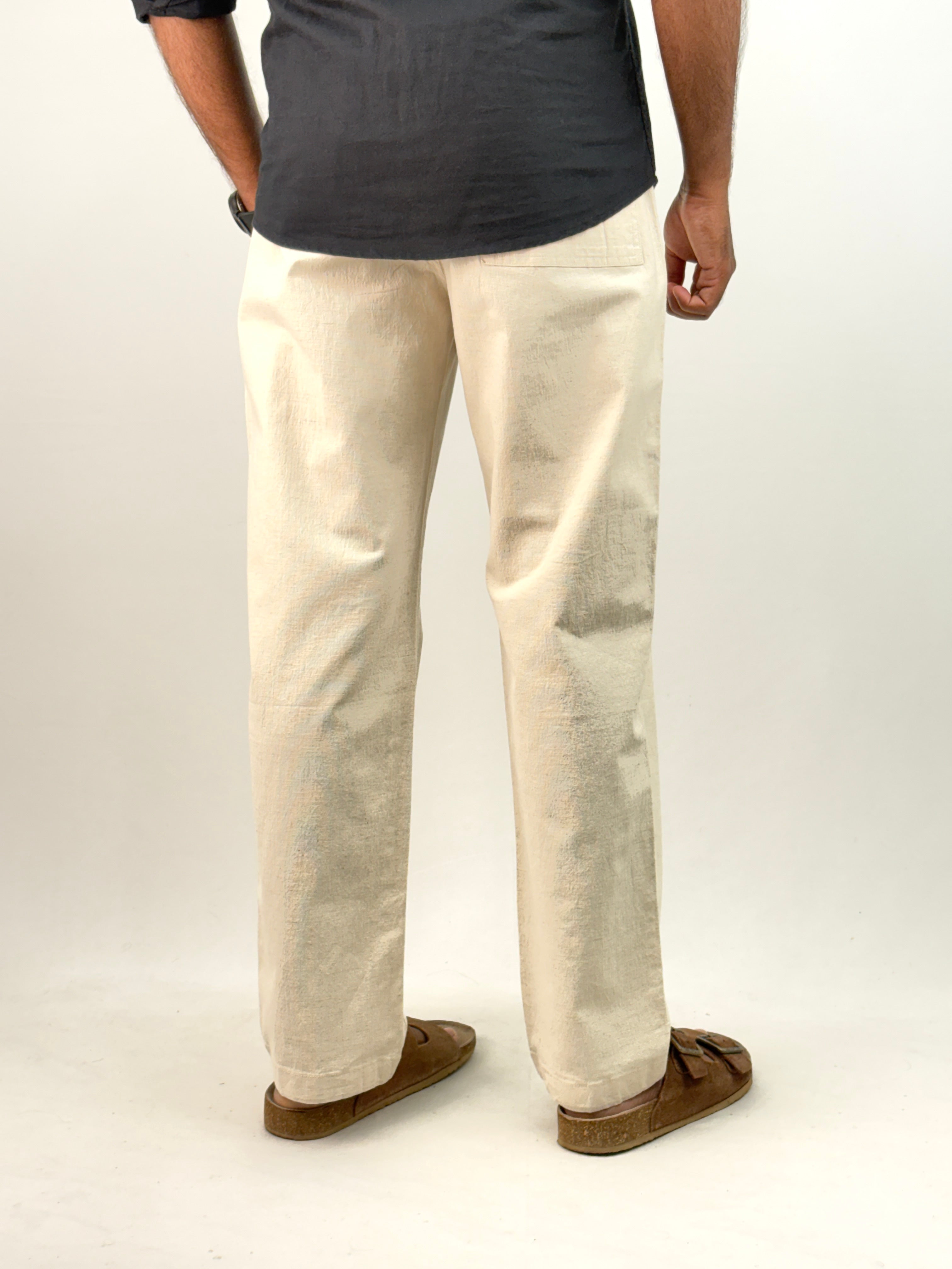 Cream Relaxed Fit Linen Pant 6