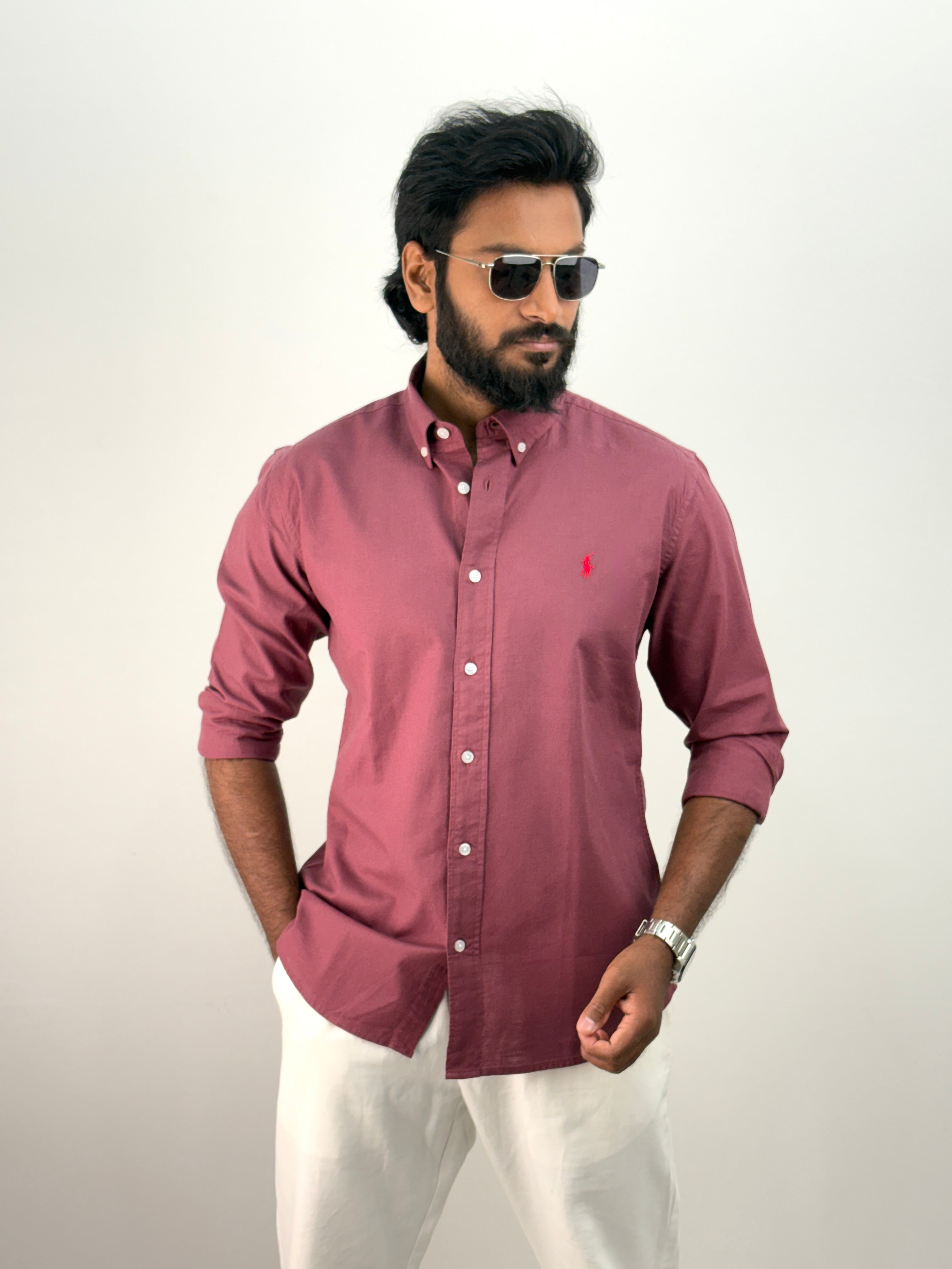 Burgundy Linen Shirt
