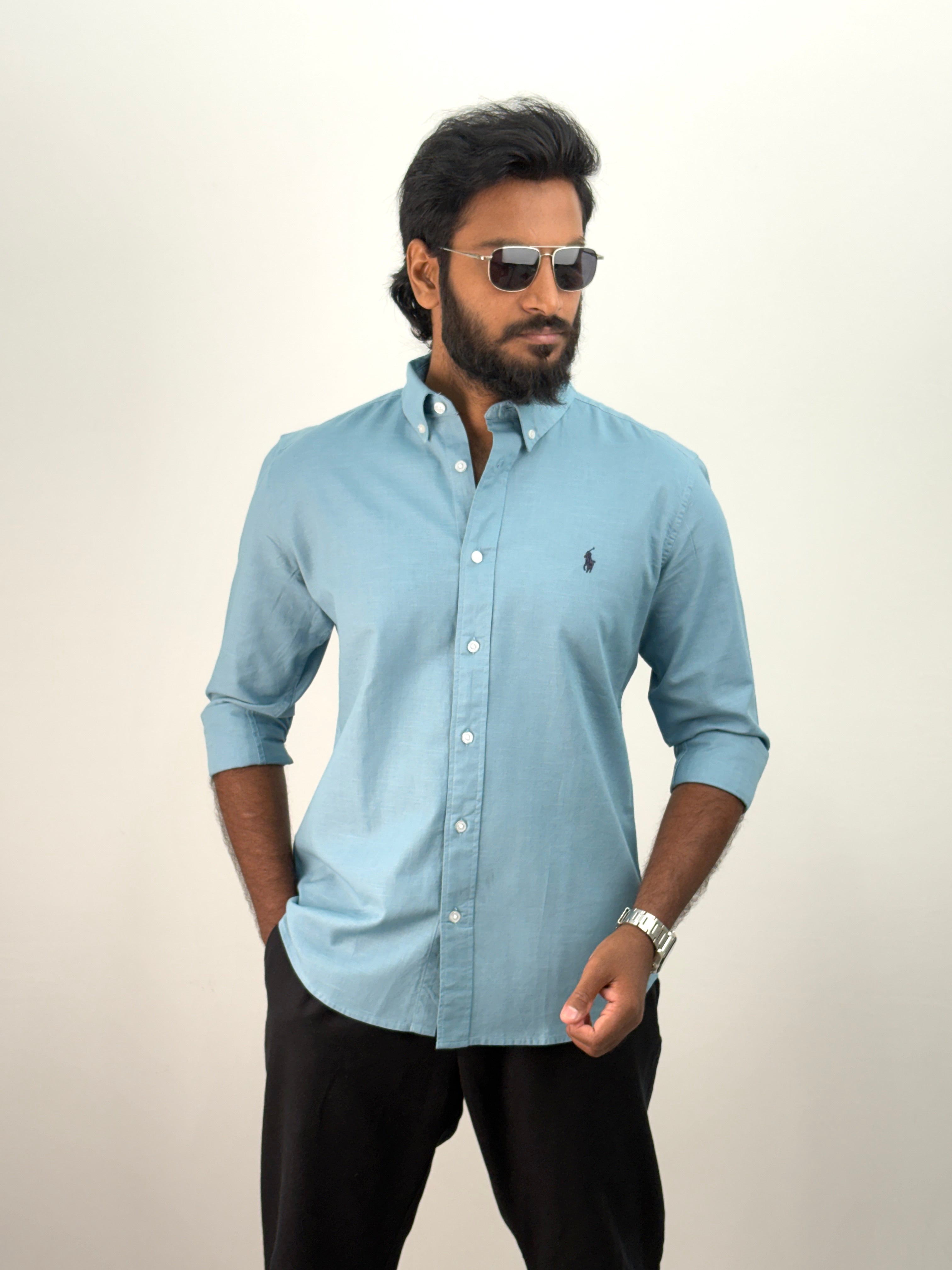 Aqua Linen Shirt