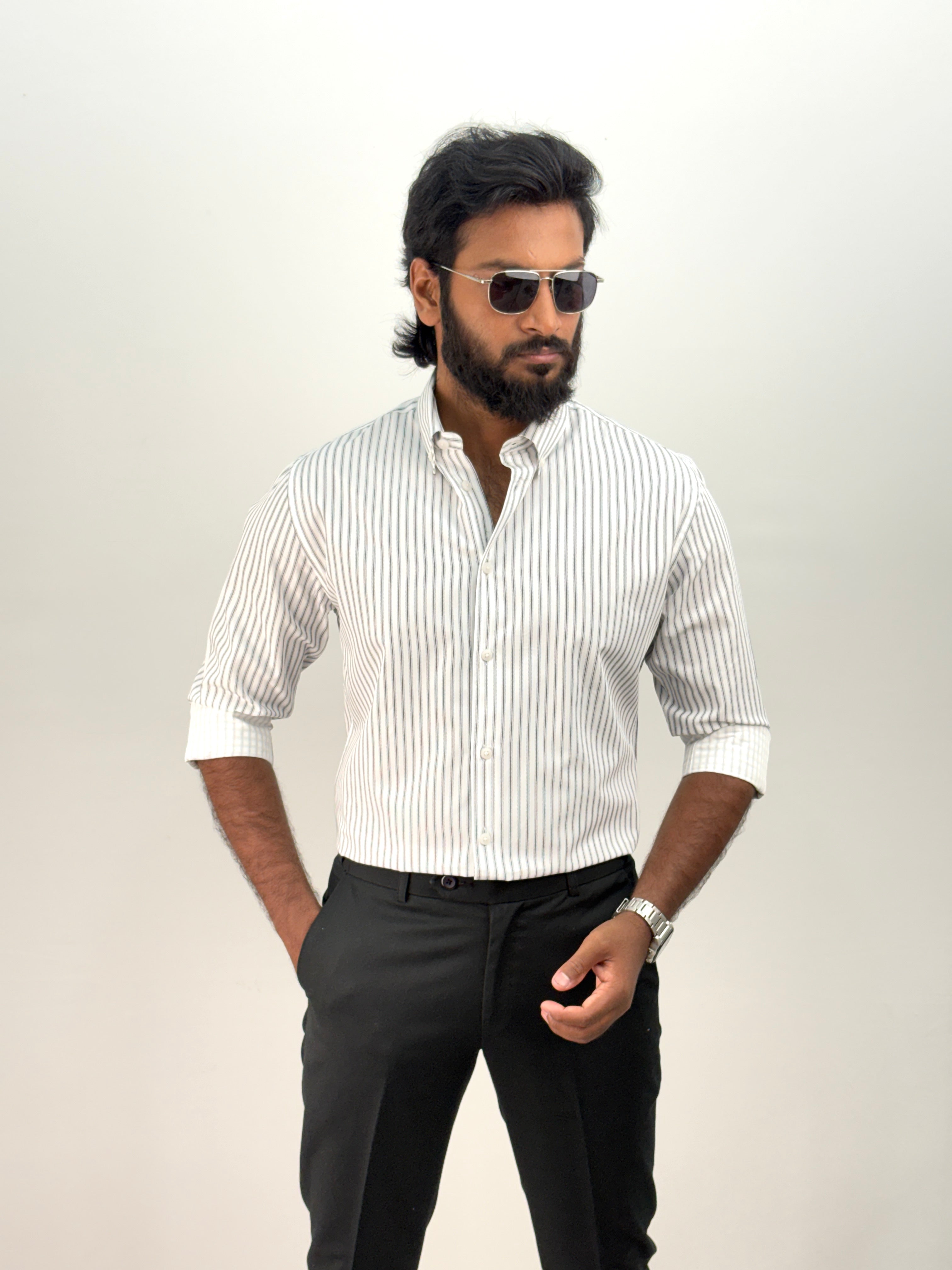 White IMP Stripe Shirt