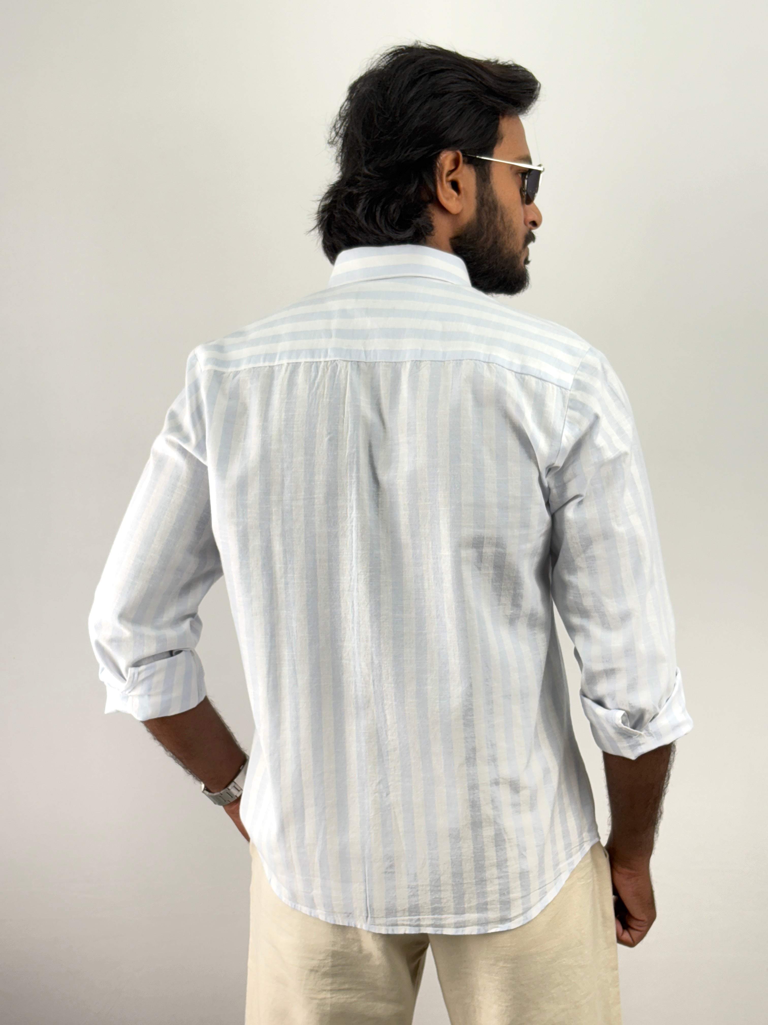 Light Blue Linen Stripe shirt