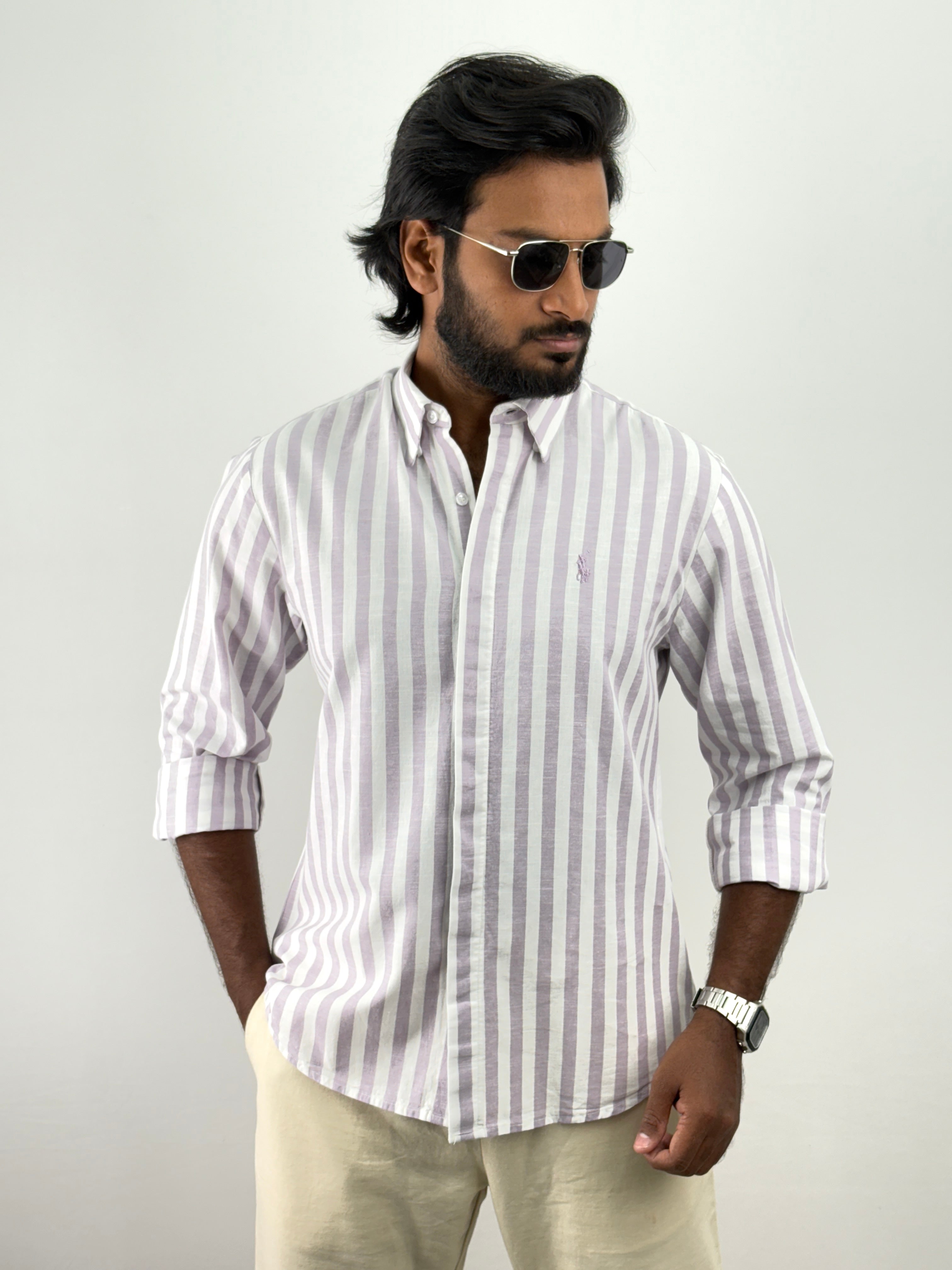 Lavender Linen Stripe shirt