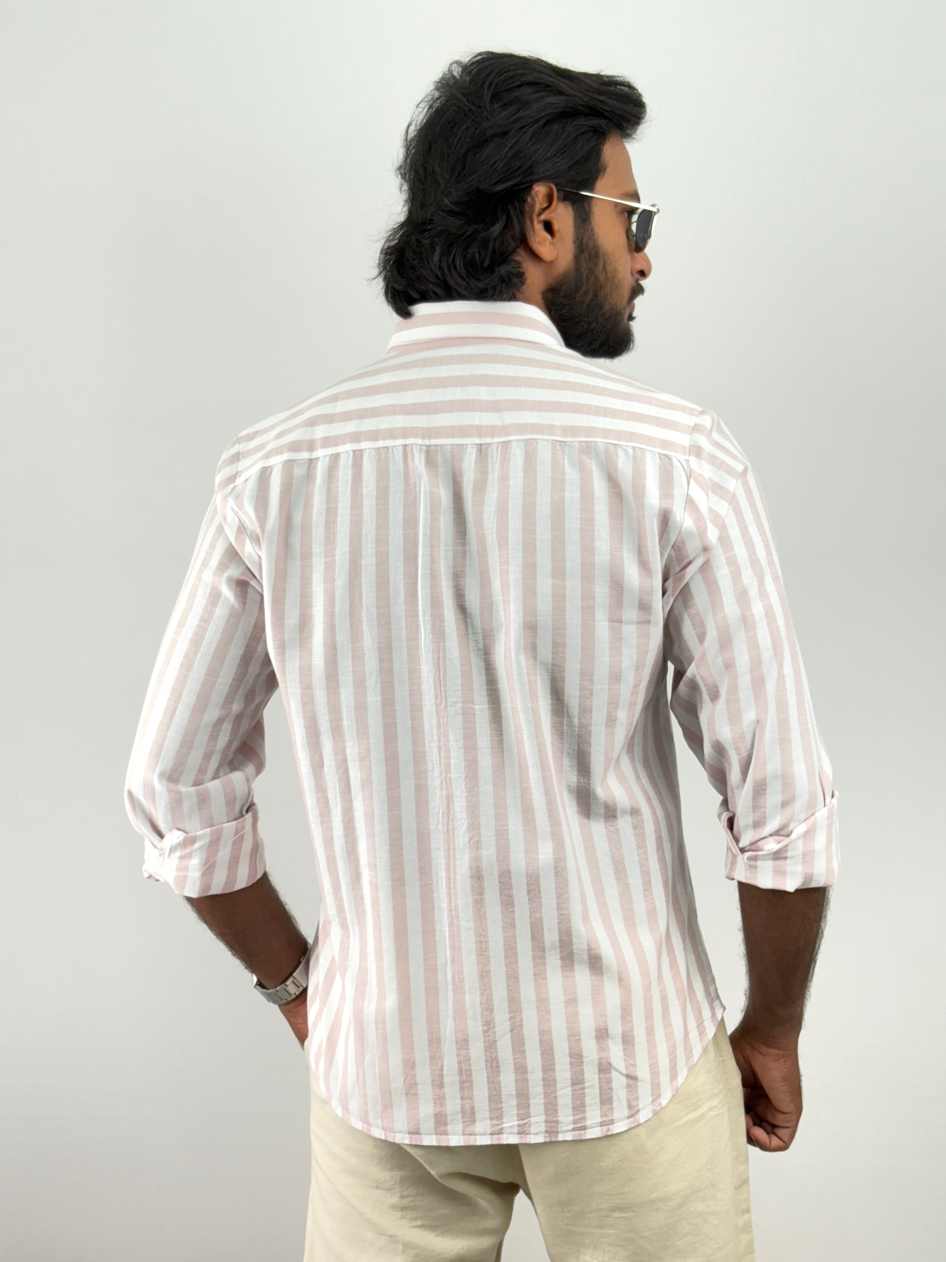 Peach Linen Stripe shirt